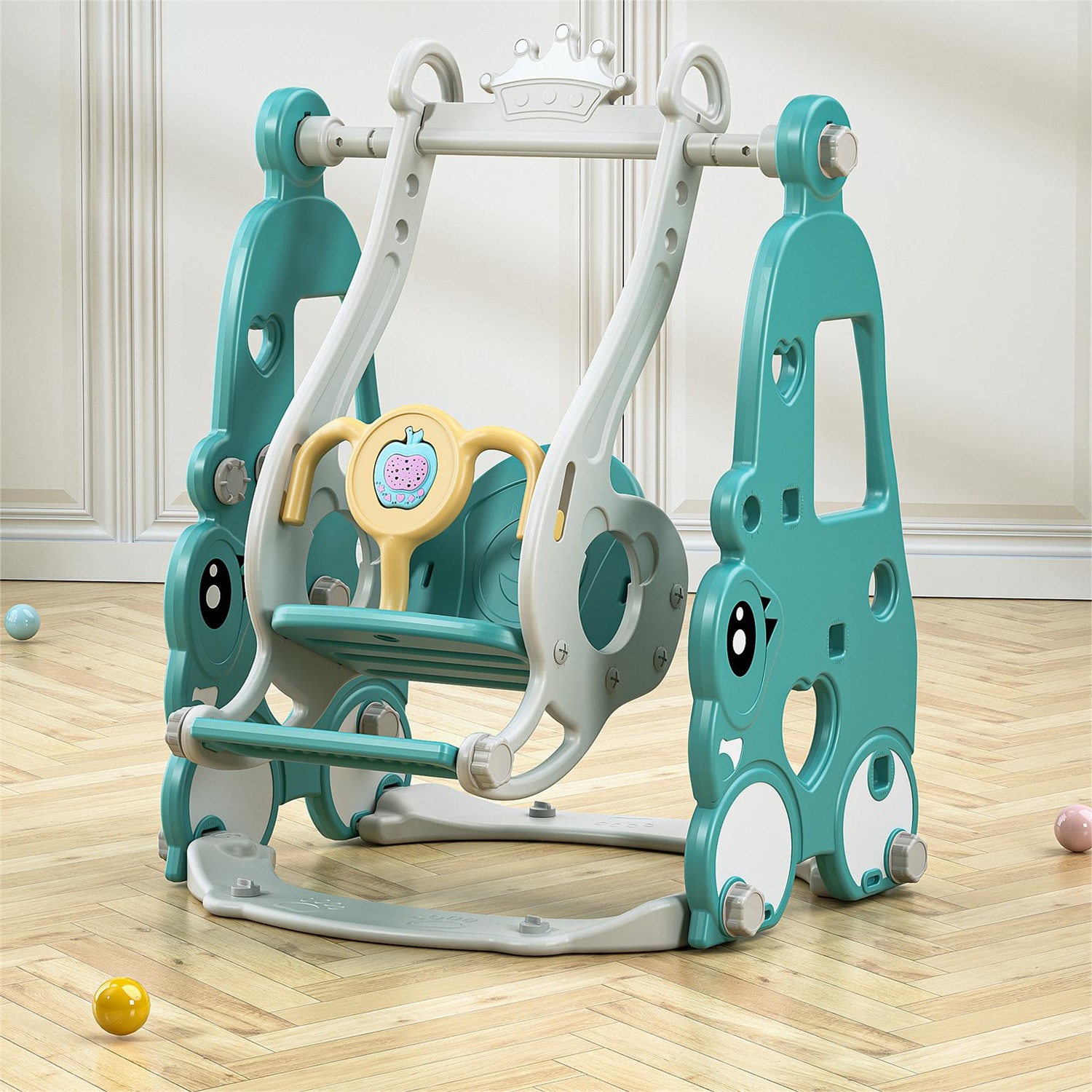 CIPACHO Kids Slide and Swing Set for Toddler Age 1-5, Backyard Baby Playground Toys, Mint Green