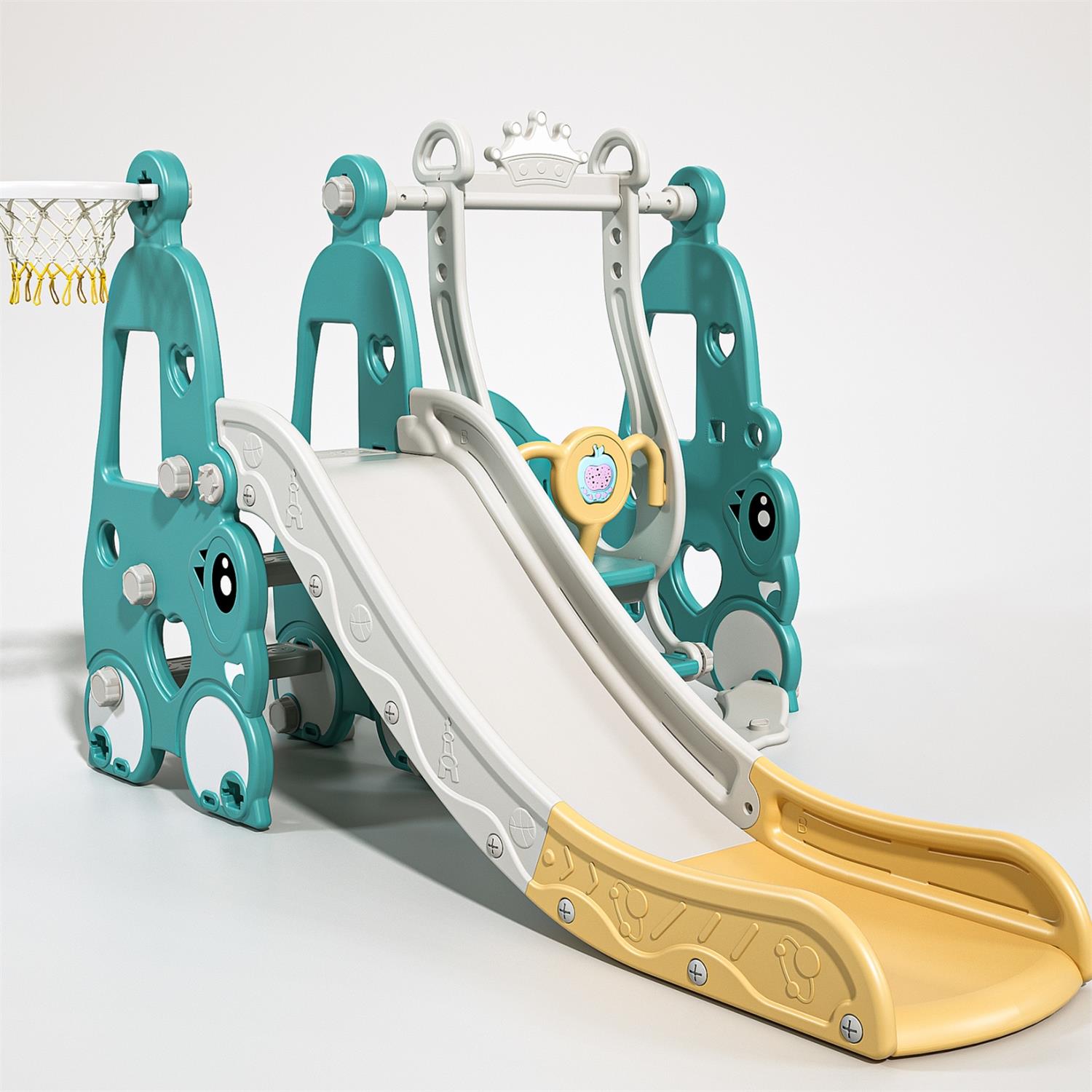 CIPACHO Kids Slide and Swing Set for Toddler Age 1-5, Backyard Baby Playground Toys, Mint Green