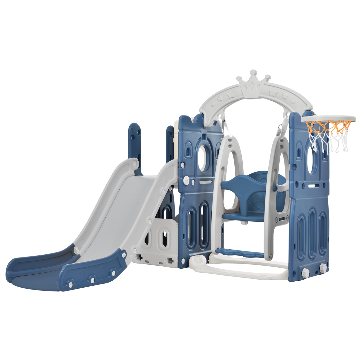 CIPACHO Kids Slide and Swing Set for Toddler Age 1-5, Backyard Baby Playground Toys, Blue+Gray