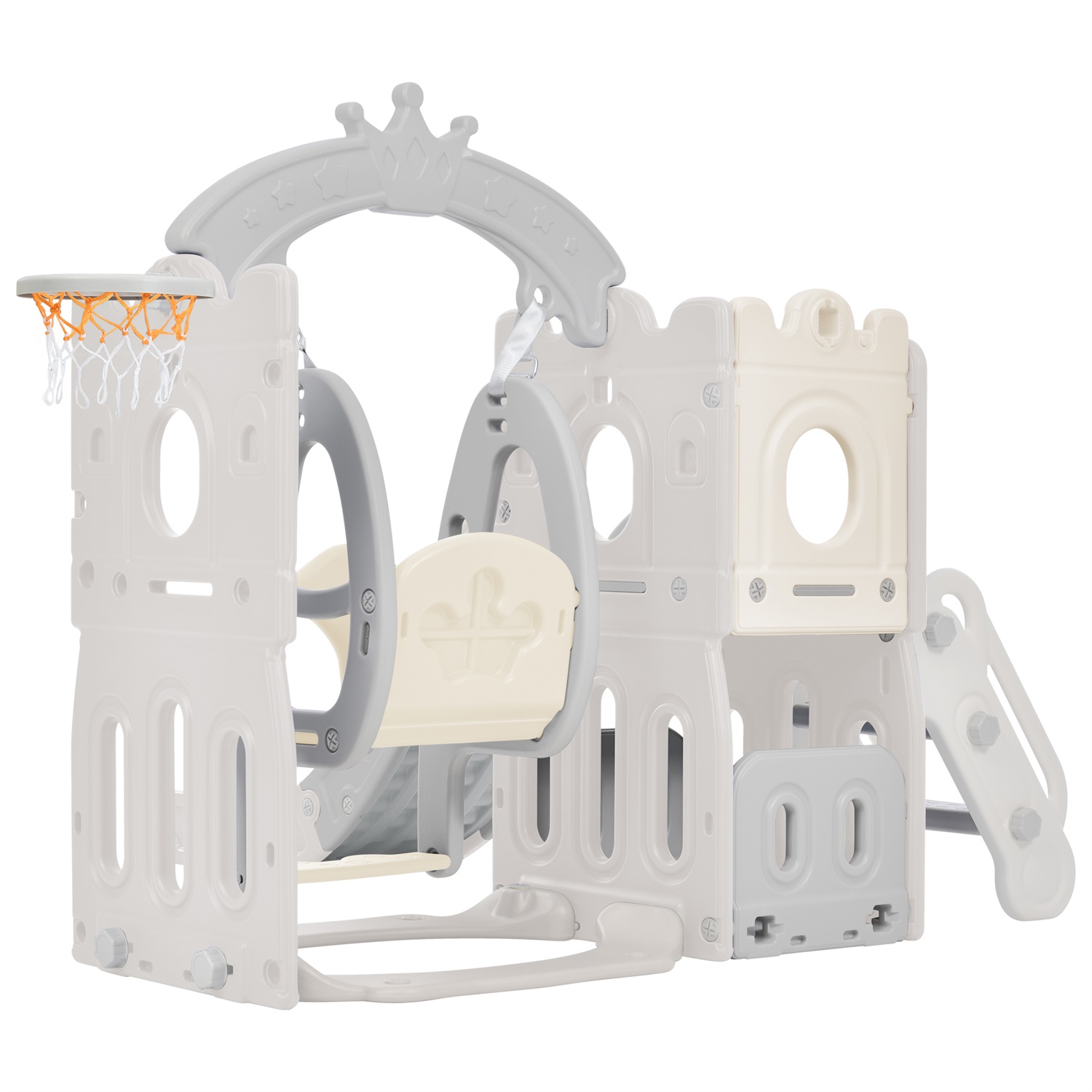 CIPACHO Kids Slide and Swing Set for Toddler Age 1-5, Backyard Baby Playground Toys, Gray