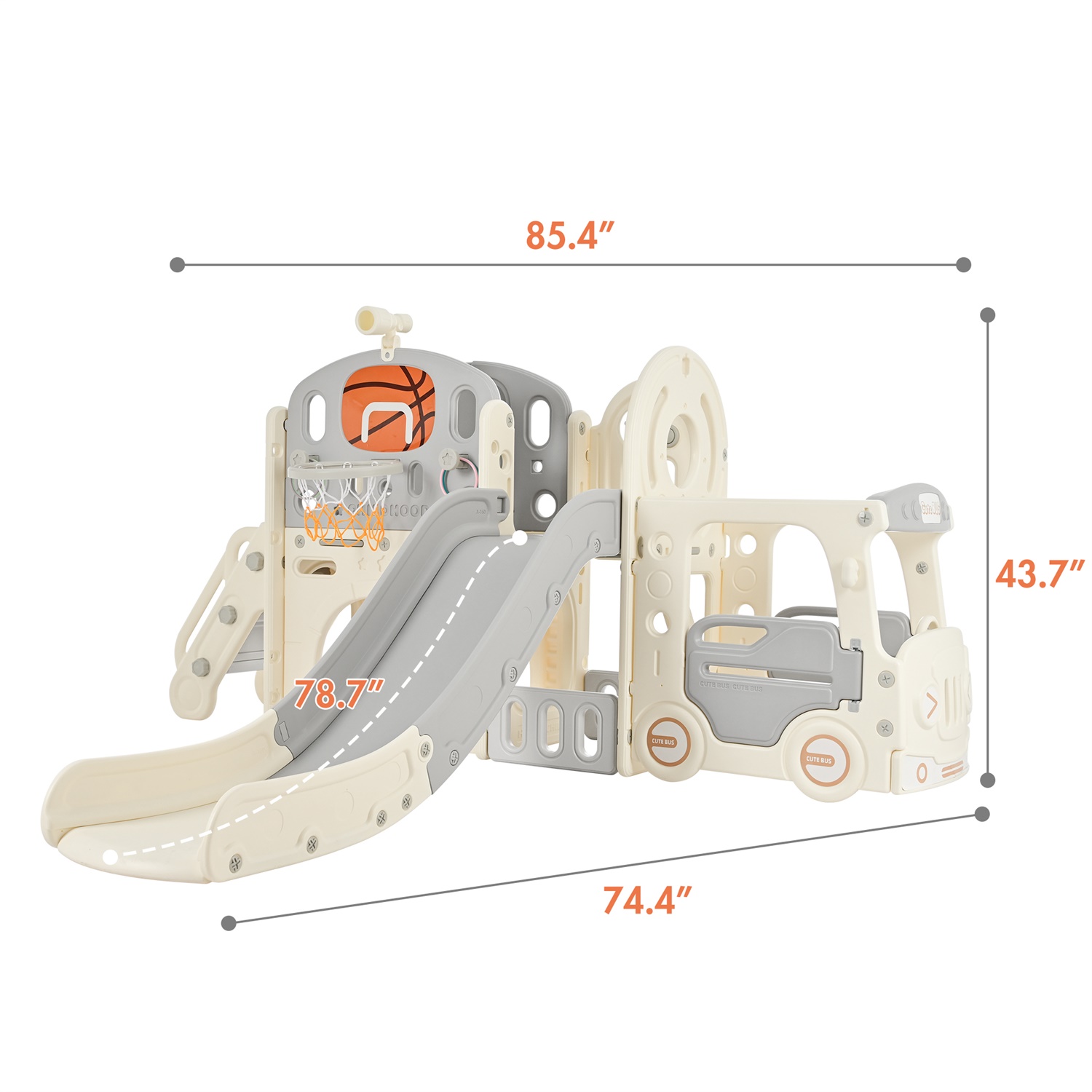 CIPACHO Bus Themed Slide Toys for Toddler Indoor Outdoor, Playsets Playground Sets for Backyards, Gray