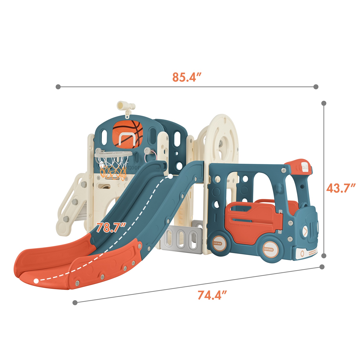 CIPACHO Freestanding Slide Playset Toys, Bus Themed Slide for Baby Indoor Outdoor, Blue