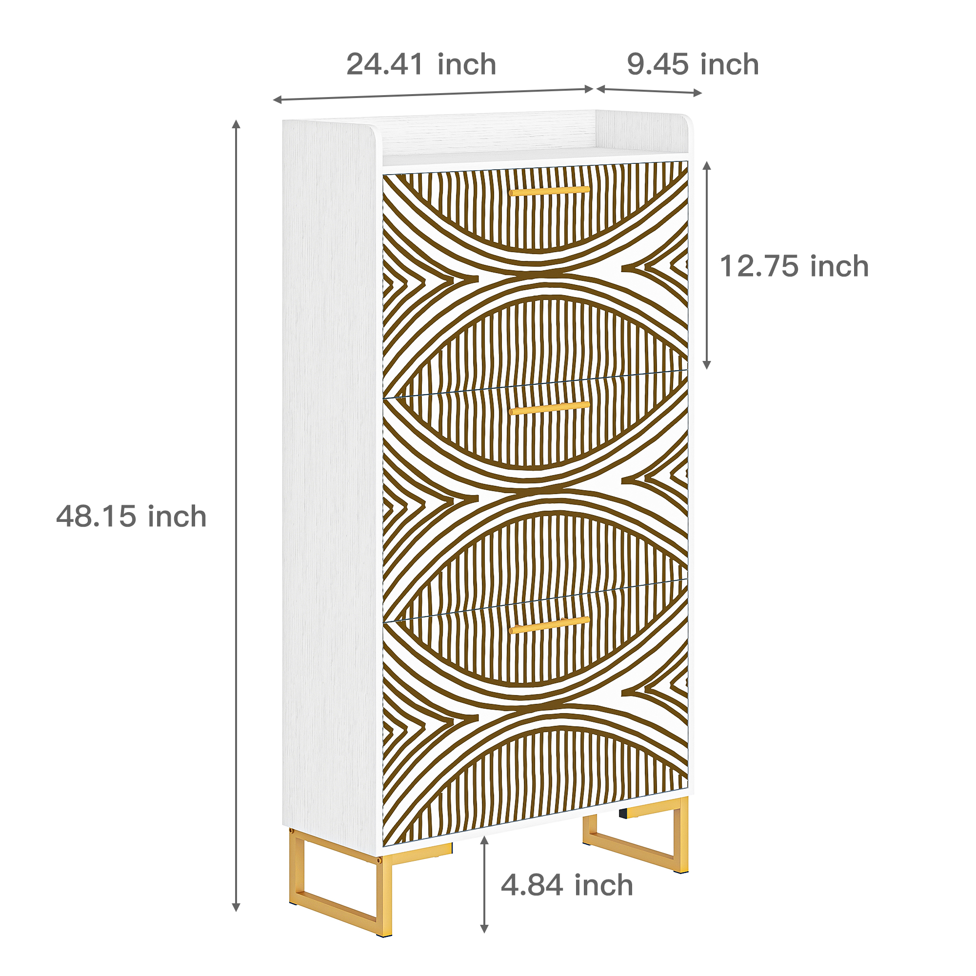 Spaco 3-Flip Drawers Shoe Rack Shoe Storage Cabinet for Entryway Slim Pattern, Beige