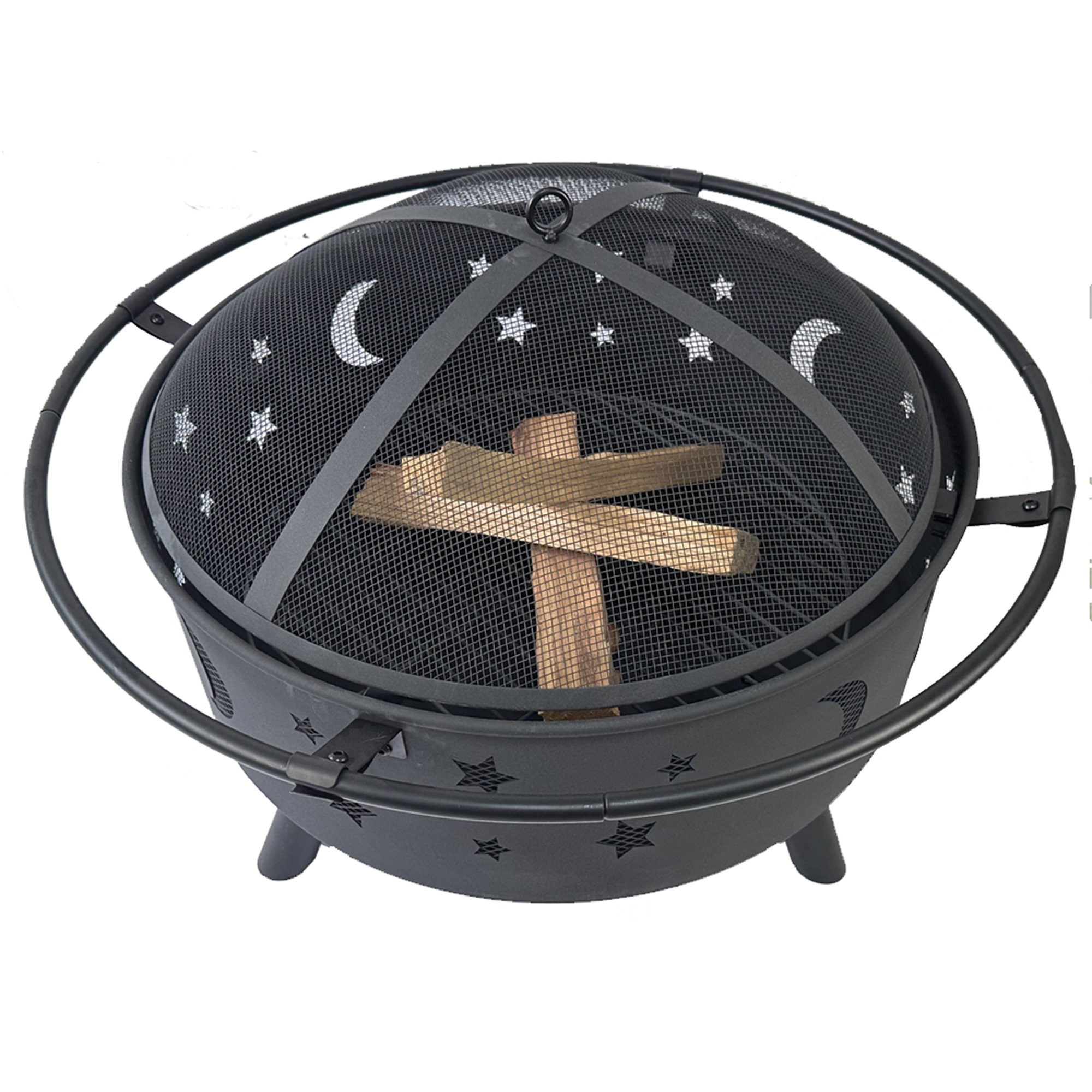 Spaco 32 inch Fire Pit for Outside Portable Wood Small Bowl for with Spark Screen, Fireplace Poker,