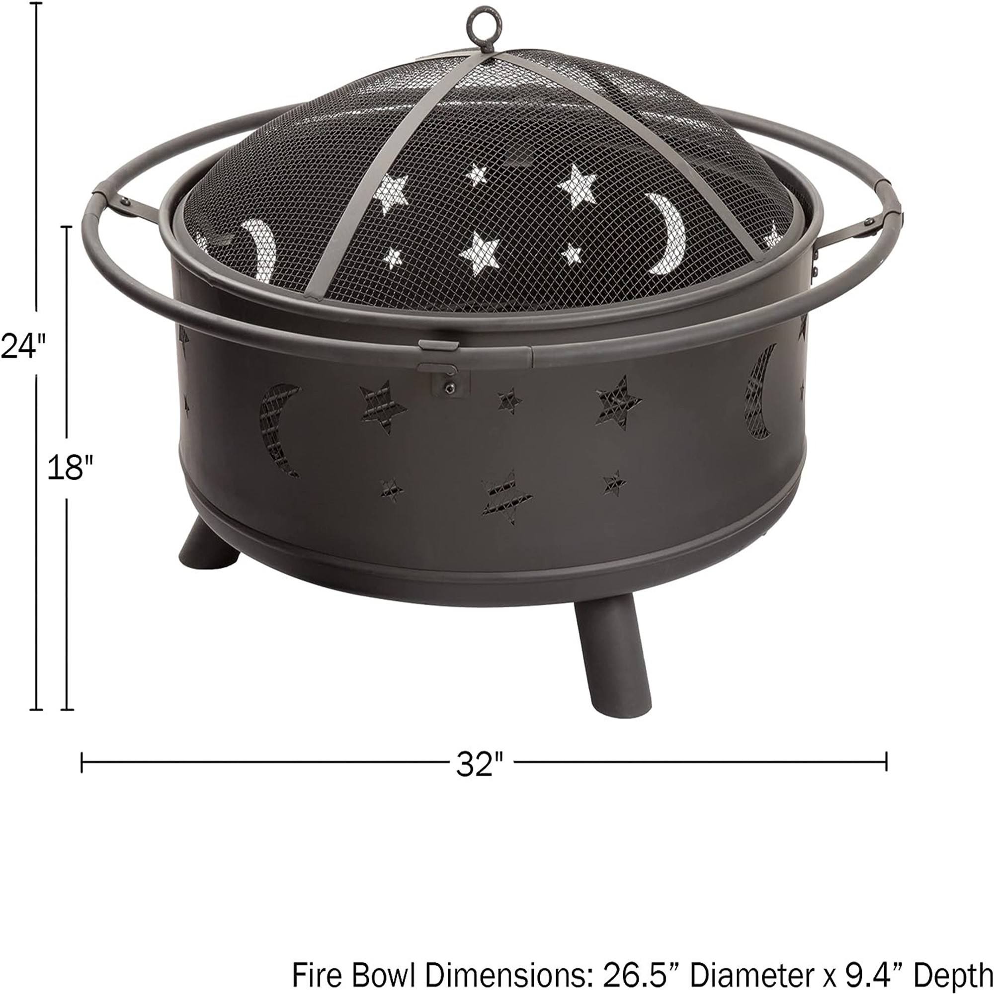 Spaco 32 inch Fire Pit for Outside Portable Wood Small Bowl for with Spark Screen, Fireplace Poker,