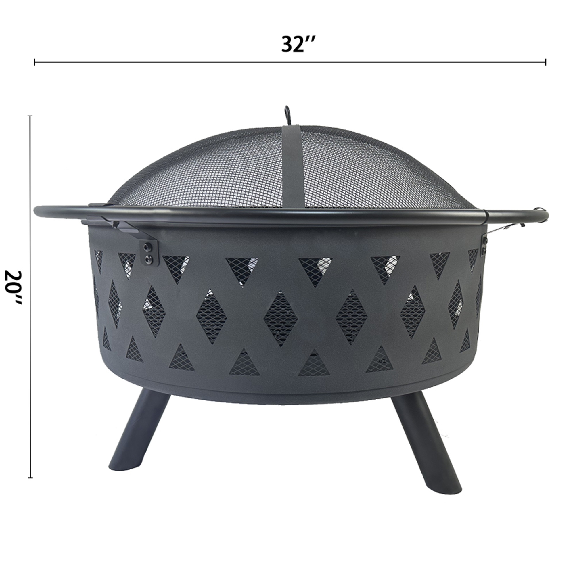 Spaco 32 inch Fire Pit for Outside Portable Wood Small Bowl for with Spark Screen, Fireplace Poker,