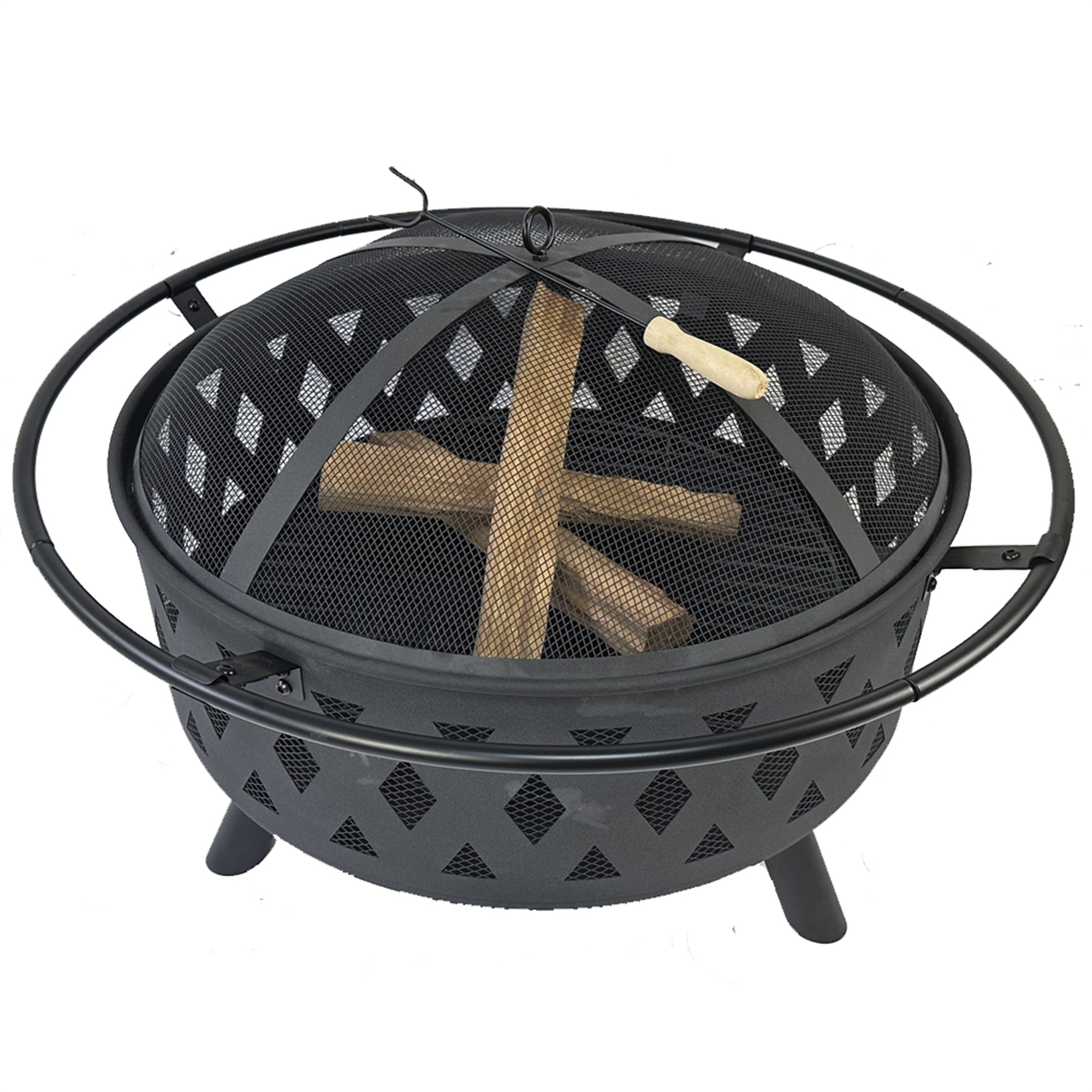 Spaco 32 inch Fire Pit for Outside Portable Wood Small Bowl for with Spark Screen, Fireplace Poker,