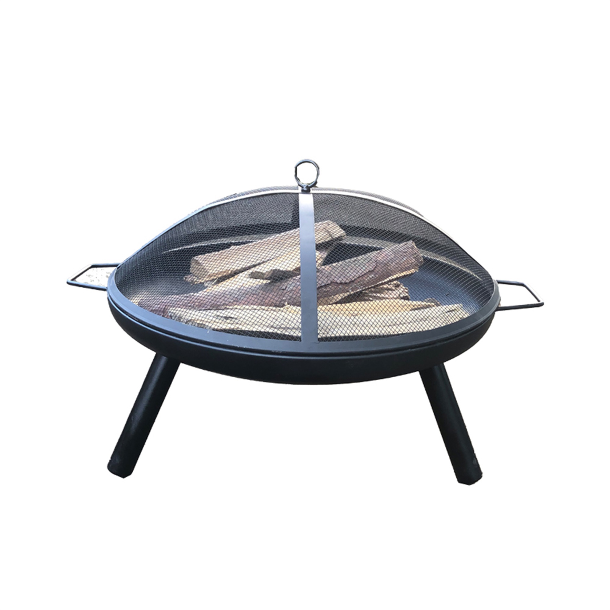 Spaco 28 inch Fire Pit for Outside Portable Wood Small Bowl for with Spark Screen, Fireplace Poker,