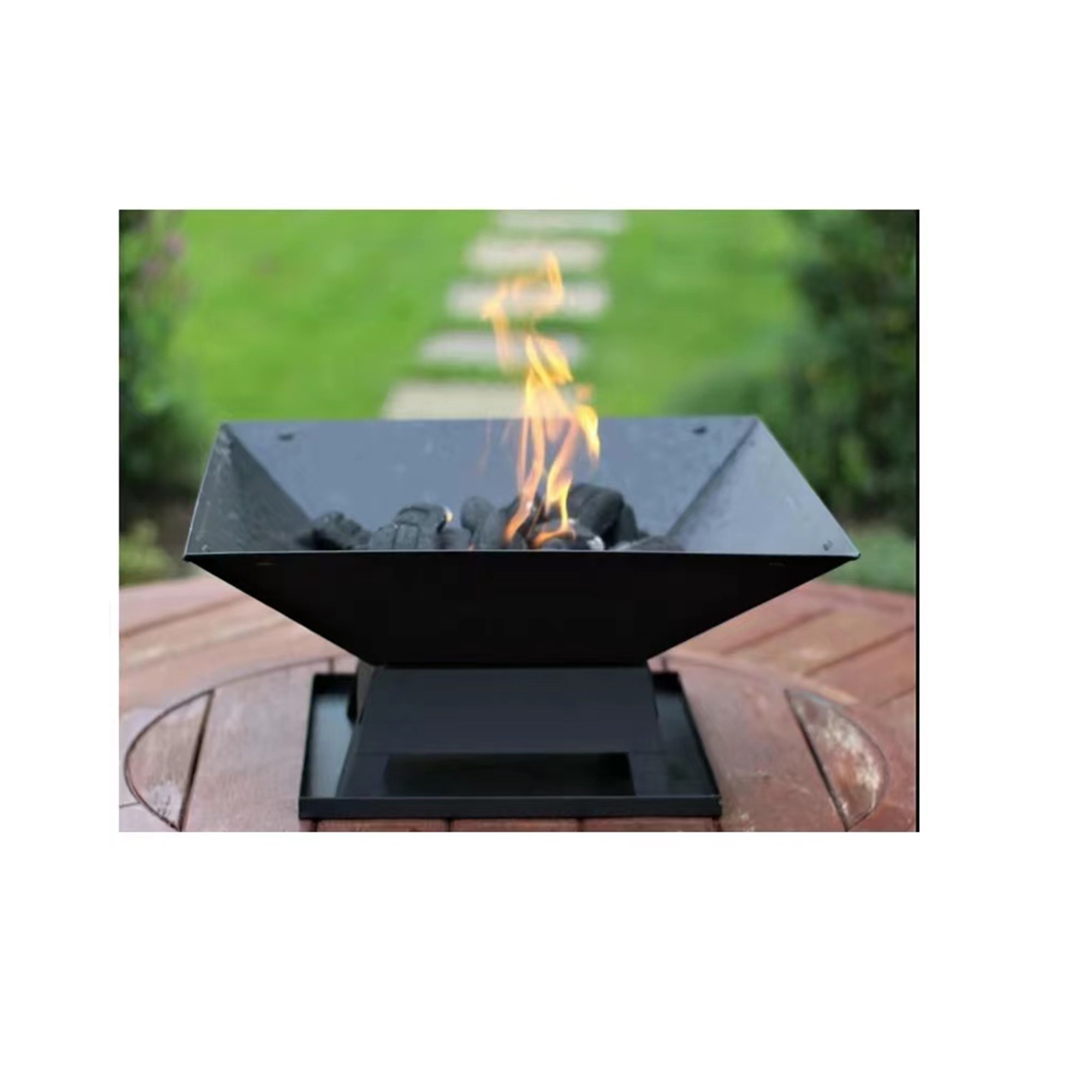 Spaco 29 inch Square Fire Pit for Outside Portable Wood Small Bowl for with Spark Screen, Fireplace Poker,