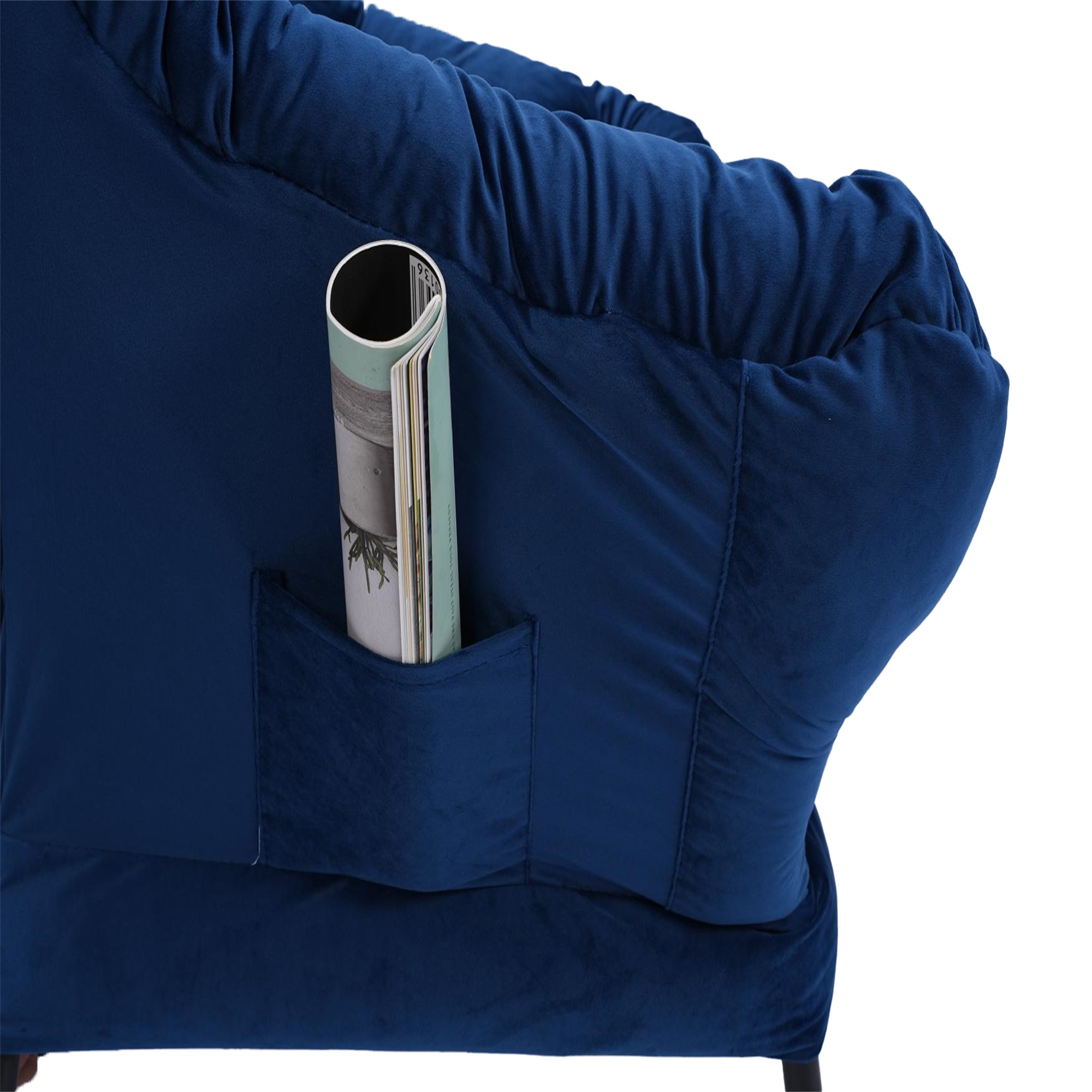 Spaco Modern Cotton Fabric Lazy Chair, Chair with Ottoman Set Armrests and A Side Pocket, Blue