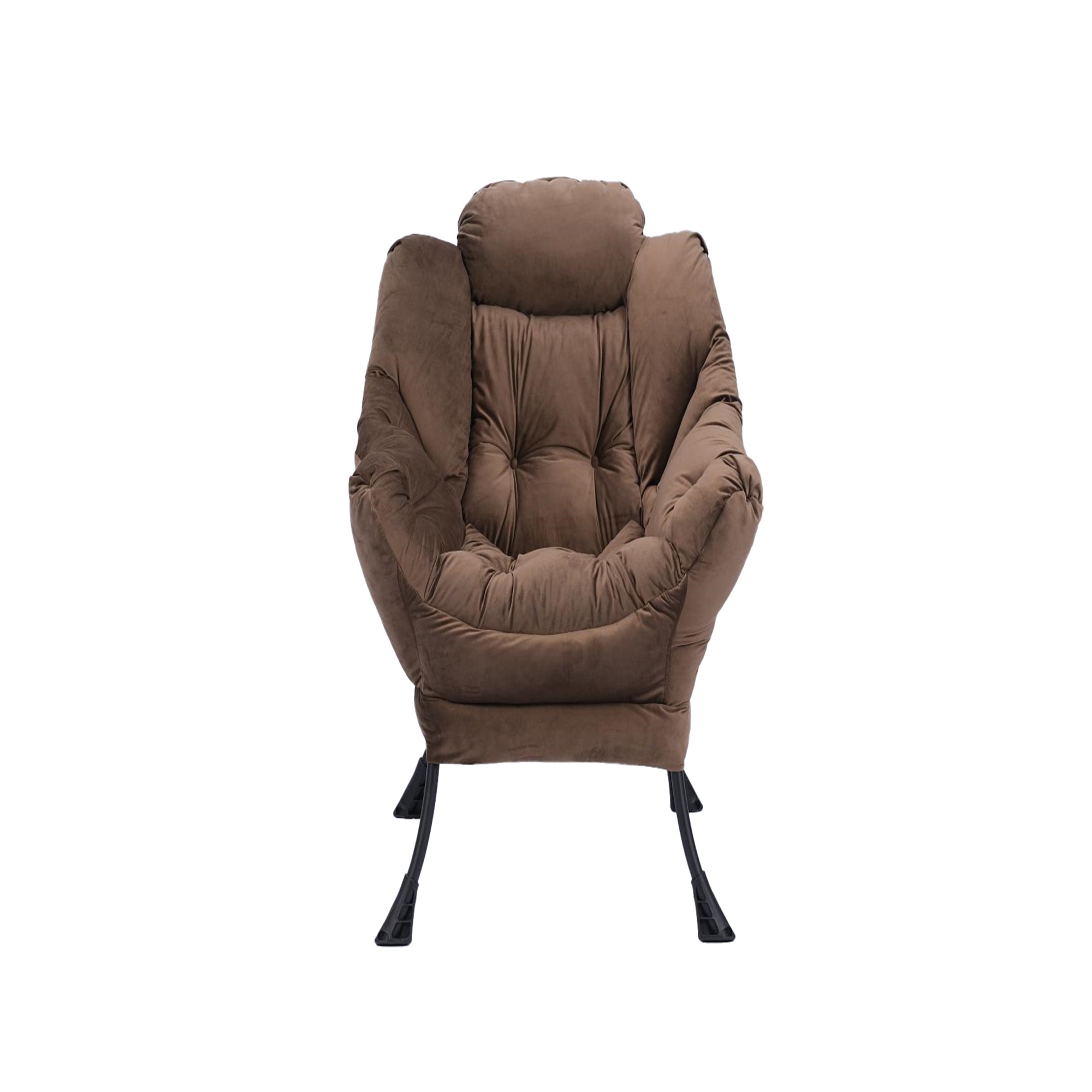 Spaco Modern Cotton Fabric Lazy Chair, Chair with Ottoman Set Armrests and A Side Pocket, Brown