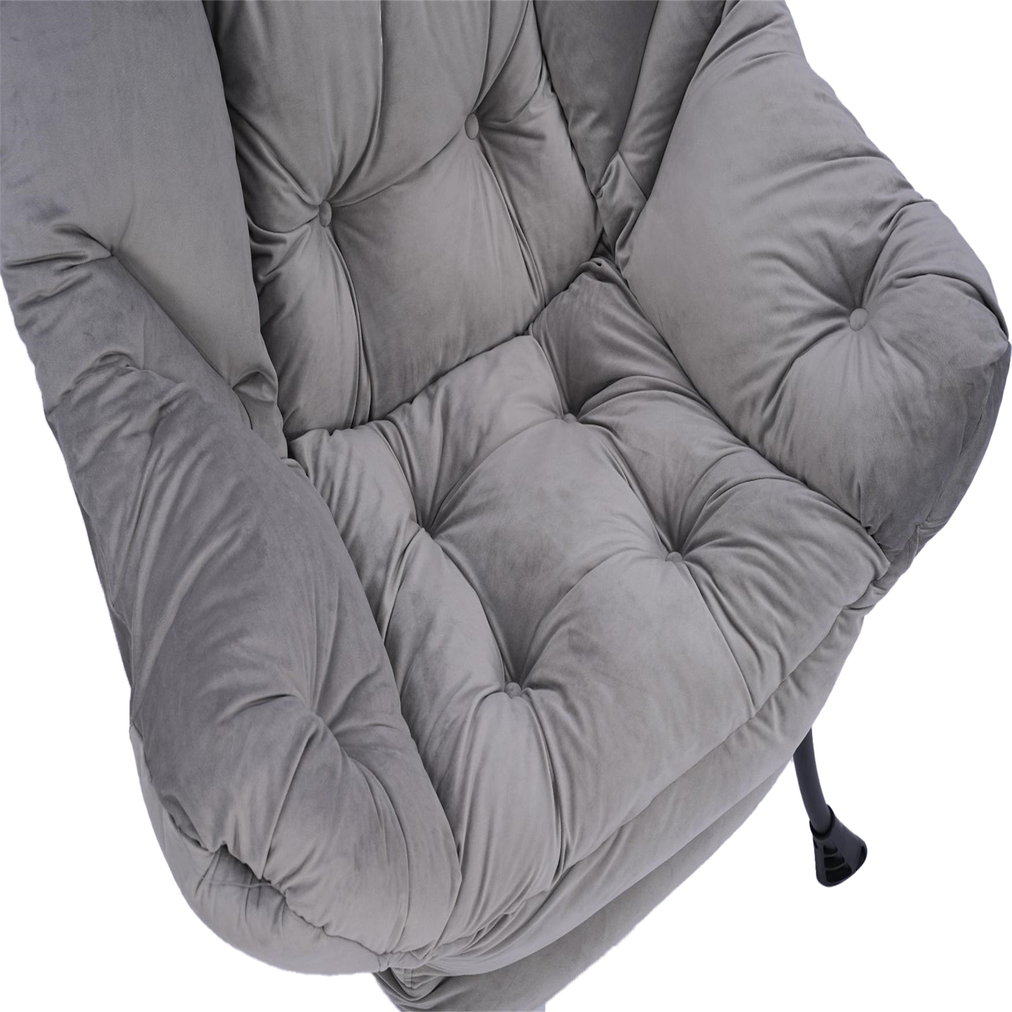 Spaco Modern Cotton Fabric Lazy Chair, Chair with Ottoman Set Armrests and A Side Pocket, Light Gray