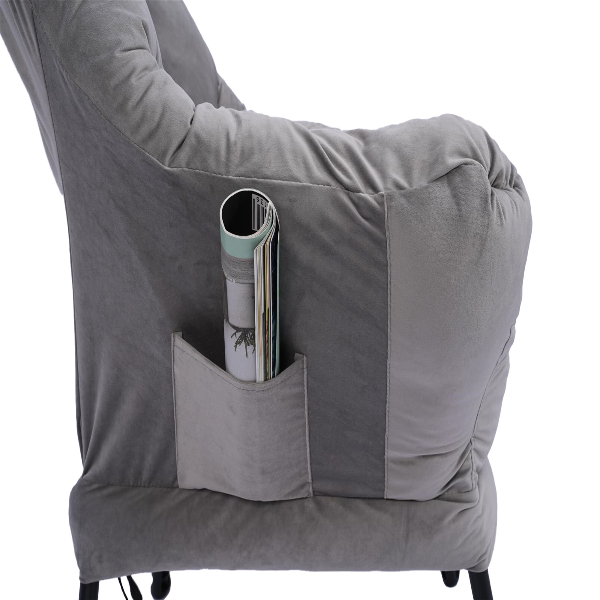 Spaco Modern Cotton Fabric Lazy Chair, Chair with Ottoman Set Armrests and A Side Pocket, Light Gray