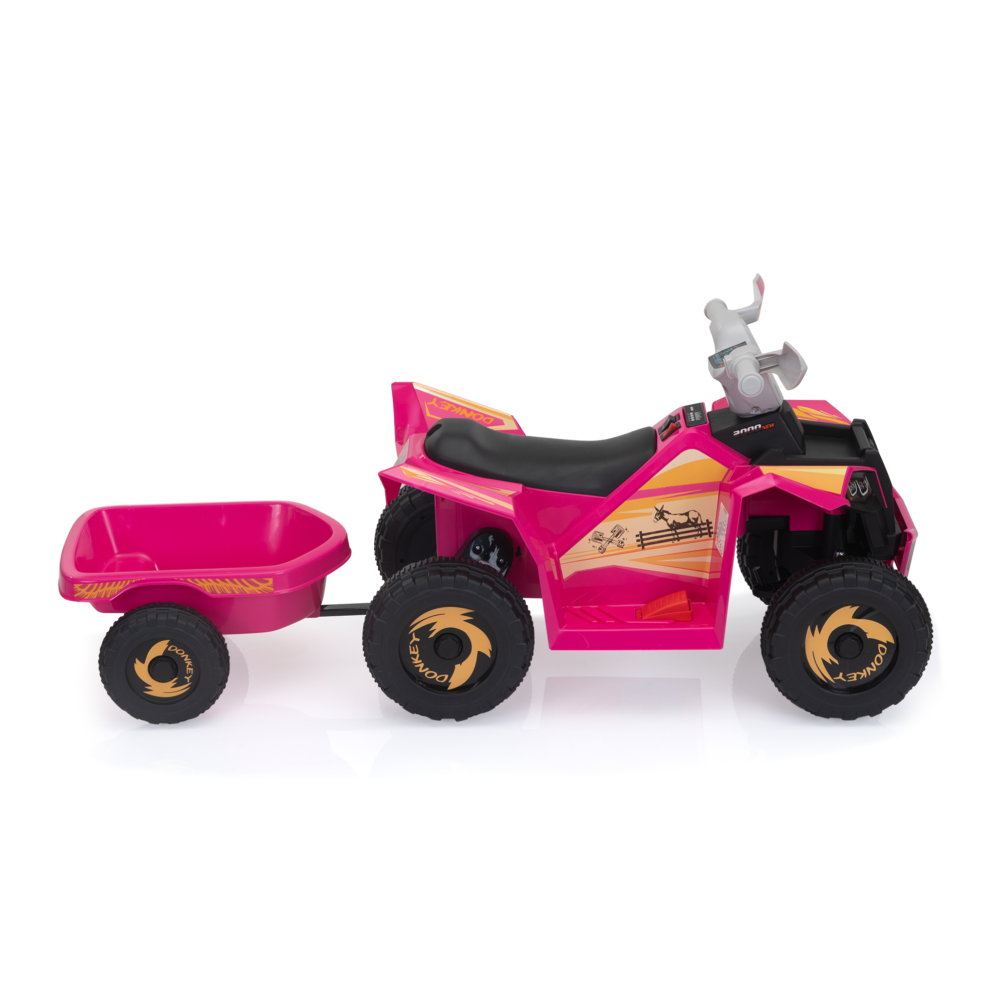 CIPACHO Kids ATV with Trailer, 6V Battery Powered Electric Quad, Motorized Ride On Mini Vehicle Car for Toddlers Boys Girls, Pink