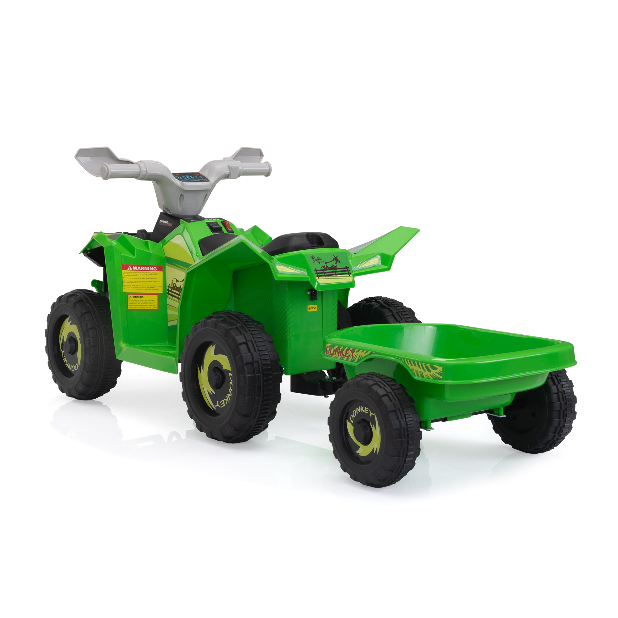 CIPACHO Kids ATV with Trailer, 6V Battery Powered Electric Quad, Motorized Ride On Mini Vehicle Car for Toddlers Boys Girls, Green