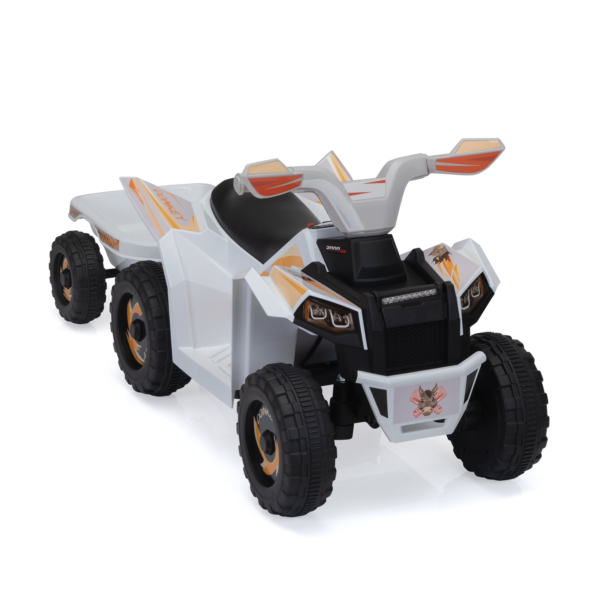 CIPACHO Kids ATV with Trailer, 6V Battery Powered Electric Quad, Motorized Ride On Mini Vehicle Car for Toddlers Boys Girls, White