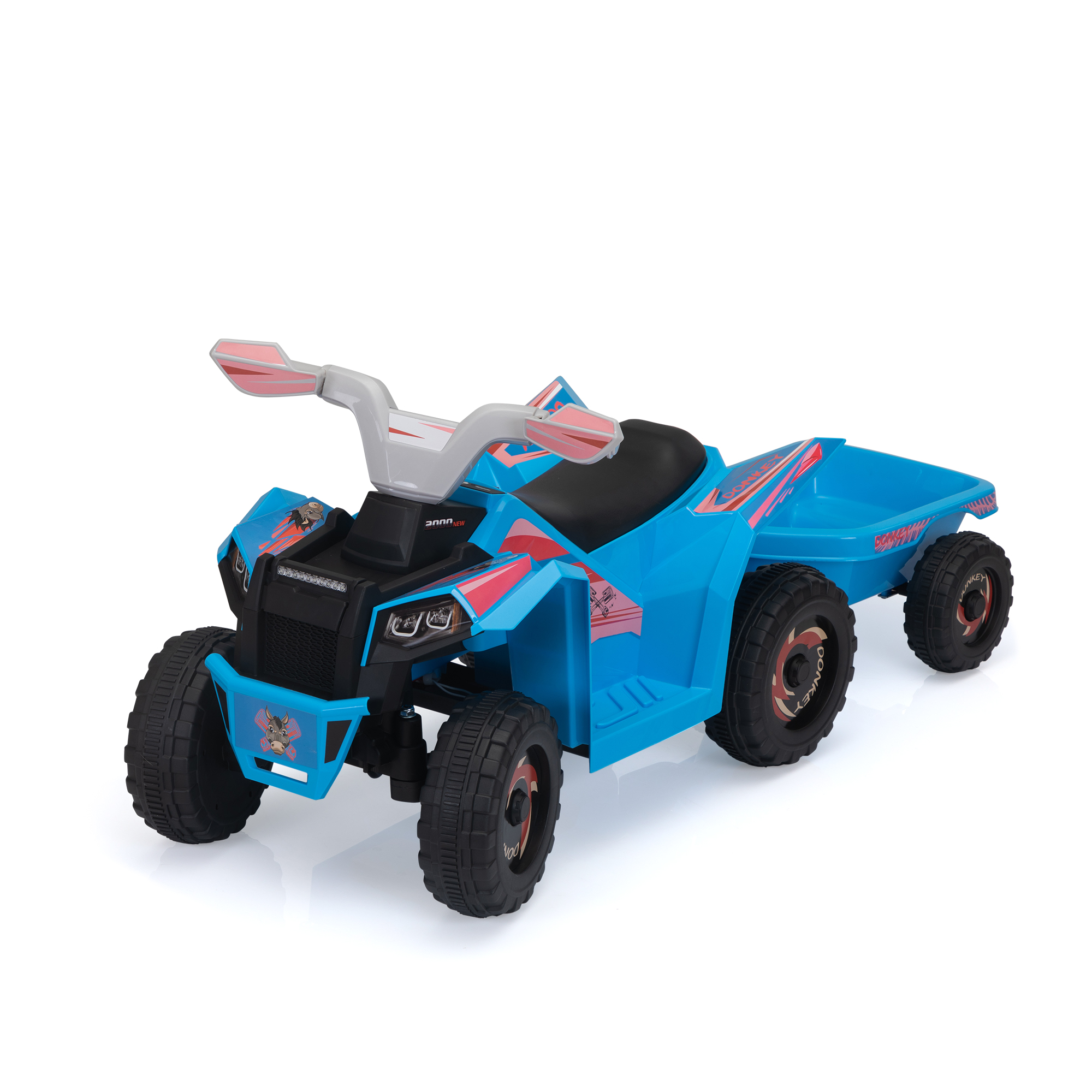 CIPACHO Kids ATV with Trailer, 6V Battery Powered Electric Quad, Motorized Ride On Mini Vehicle Car for Toddlers Boys Girls, Blue