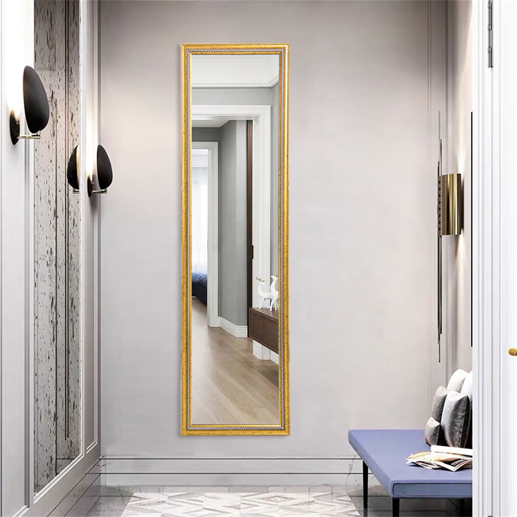 Spaco 50" x 14" Full Length Mirror for Bedroom Wall Mirror Full Length, Gold