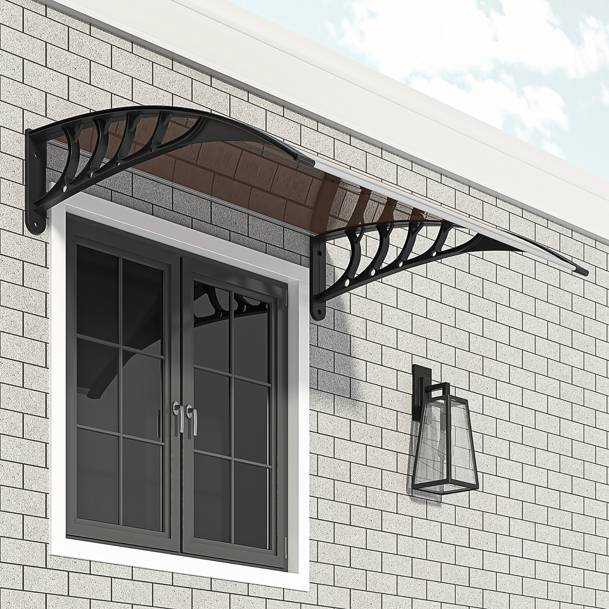 Kepooman 40"x 35" Patio Awning for Outdoor, Awning Canopy for Patio, Door Window Awning, Brown