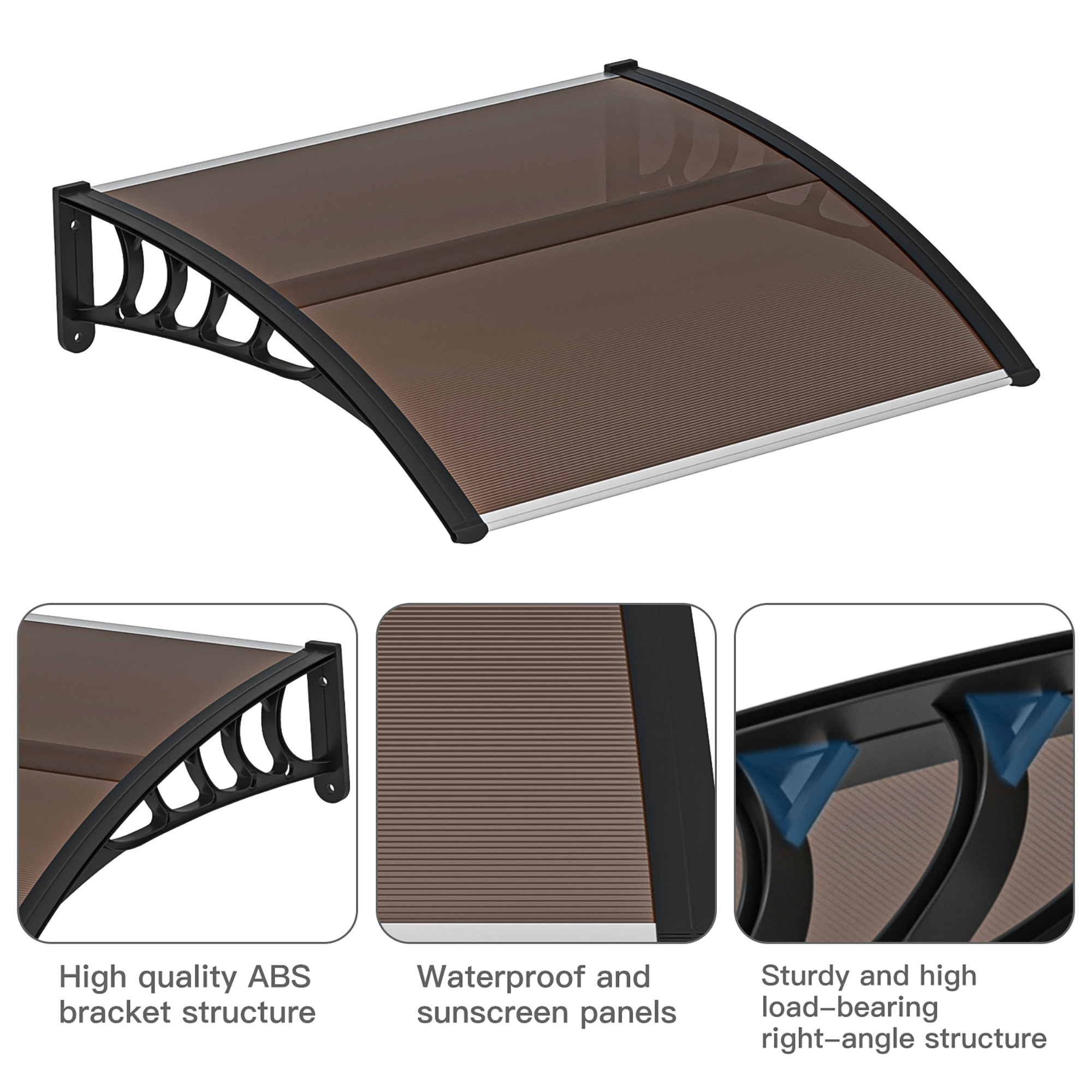 Kepooman 40"x 35" Patio Awning for Outdoor, Awning Canopy for Patio, Door Window Awning, Brown