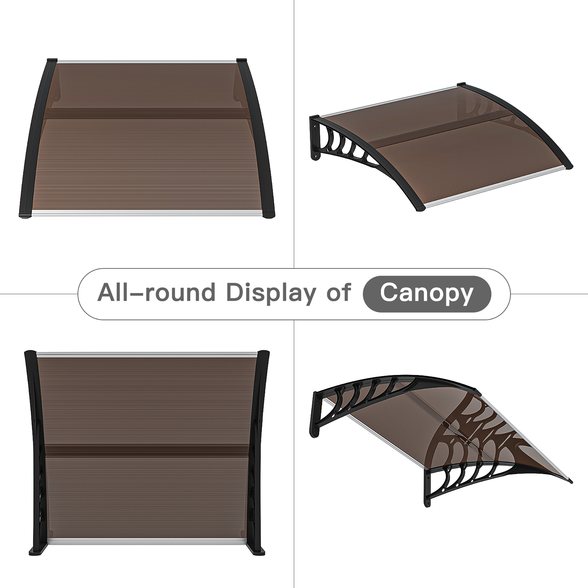 Kepooman 40"x 35" Patio Awning for Outdoor, Awning Canopy for Patio, Door Window Awning, Brown