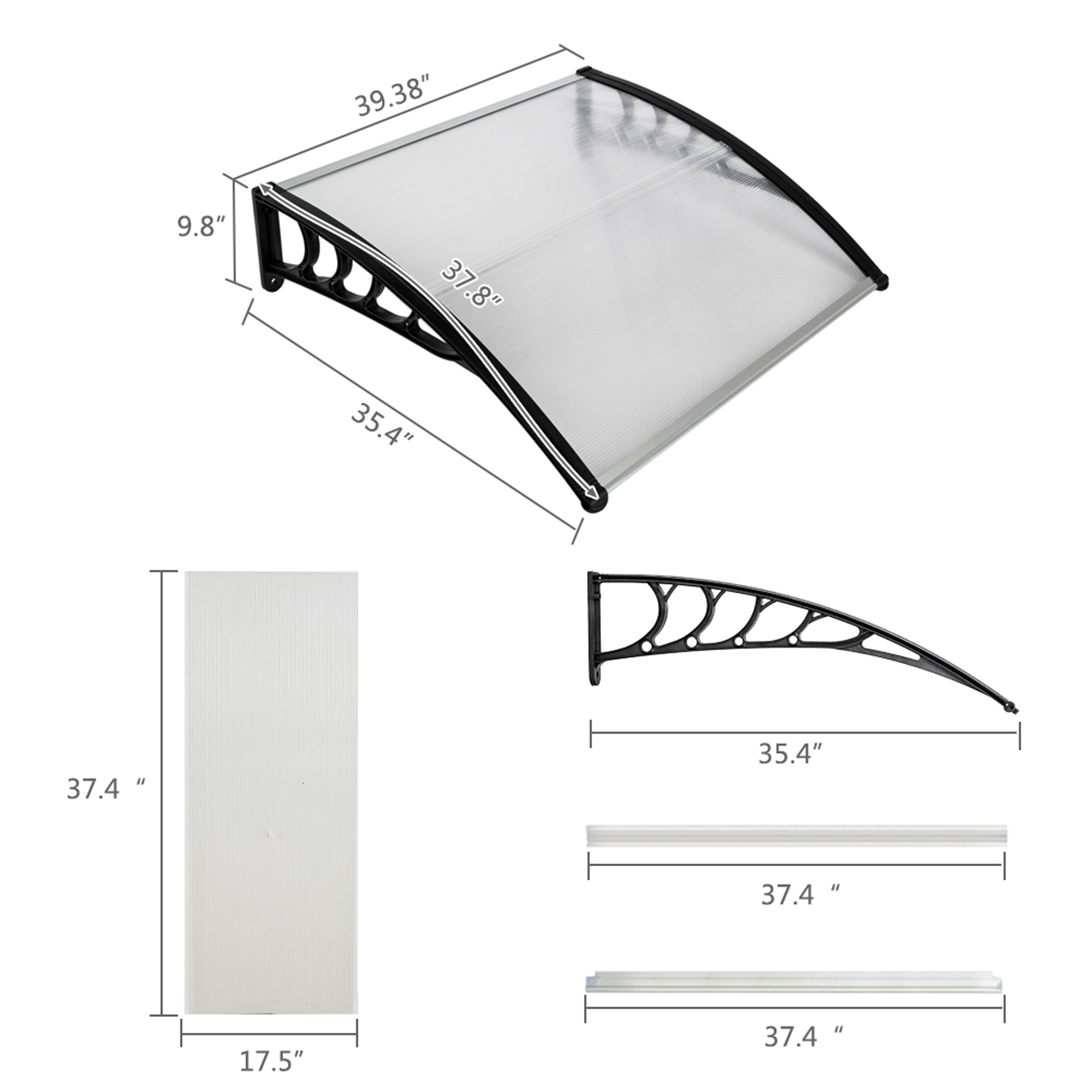 Kepooman 40"x 35" Patio Awning for Outdoor, Awning Canopy for Patio, Door Window Awning, Silver Kepooman 40"x 35" Patio Awning for Outdoor, Awning Canopy for Patio, Door Window Awning, Silver