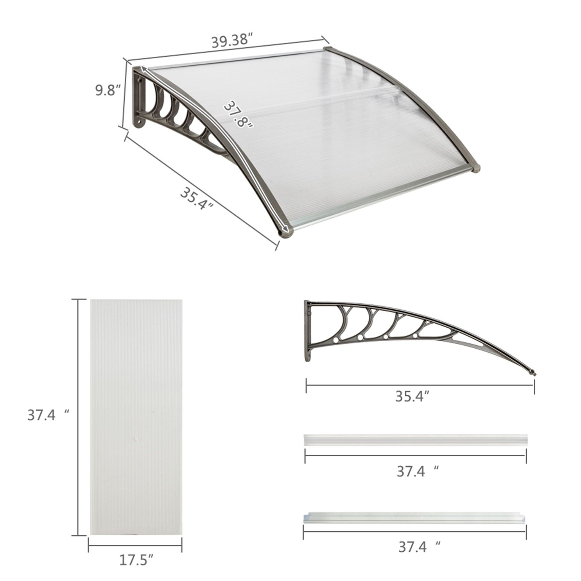 Kepooman 40"x 35" Patio Awning for Outdoor, Awning Canopy for Patio, Door Window Awning, Gray Kepooman 40"x 35" Patio Awning for Outdoor, Awning Canopy for Patio, Door Window Awning, Gray