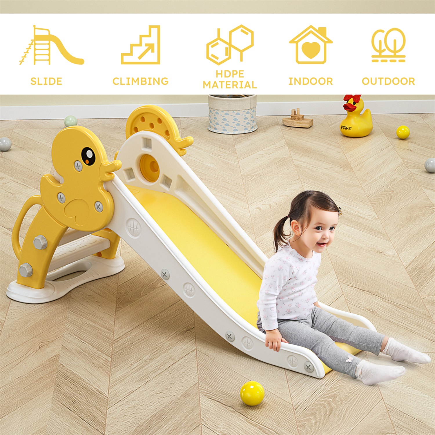 CIPACHO Kids Slide Toys, Play Climber Slide Playset for Toddler Age 1-3, Yellow