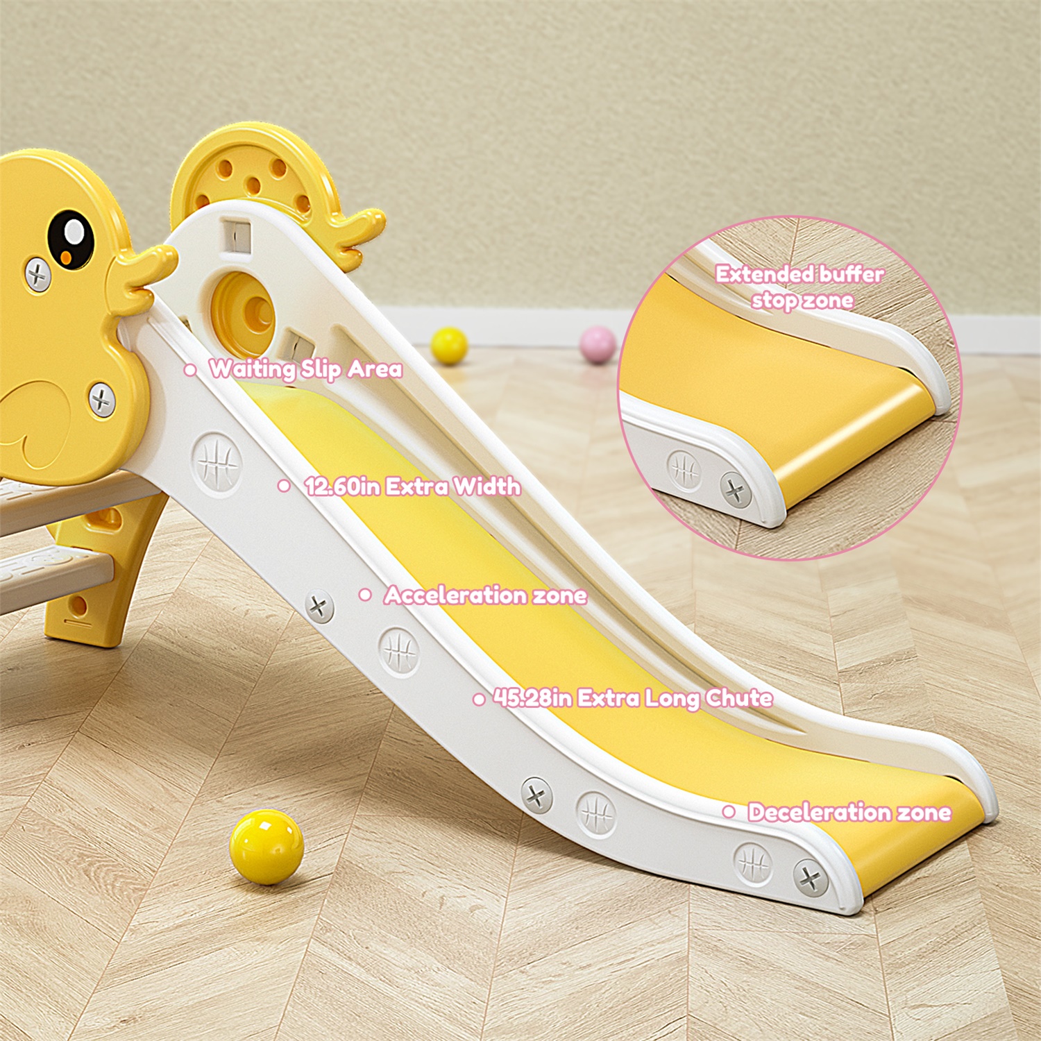 CIPACHO Kids Slide Toys, Play Climber Slide Playset for Toddler Age 1-3, Yellow