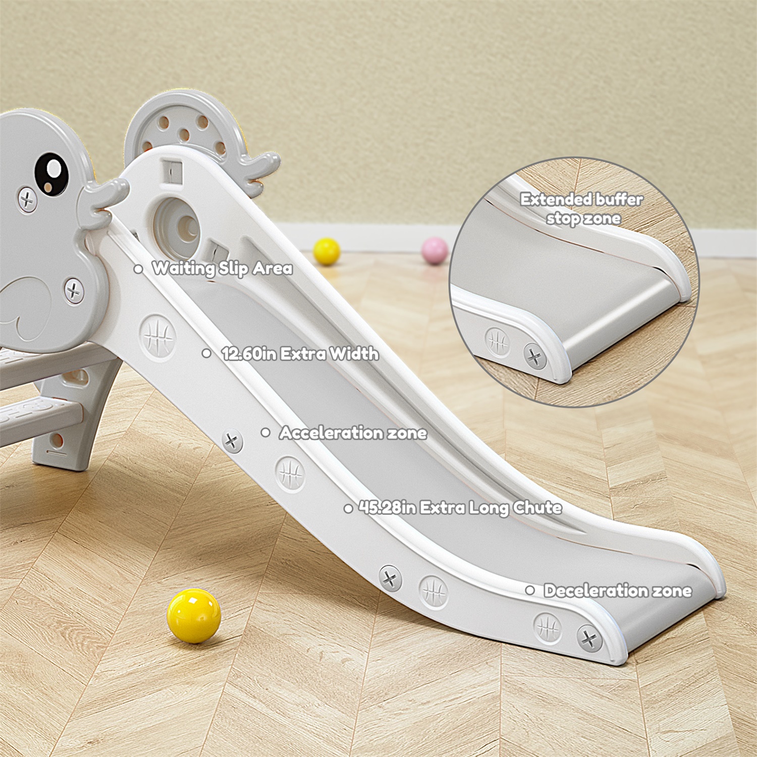 CIPACHO Kids Slide Toys, Play Climber Slide Playset for Toddler Age 1-3, Gray