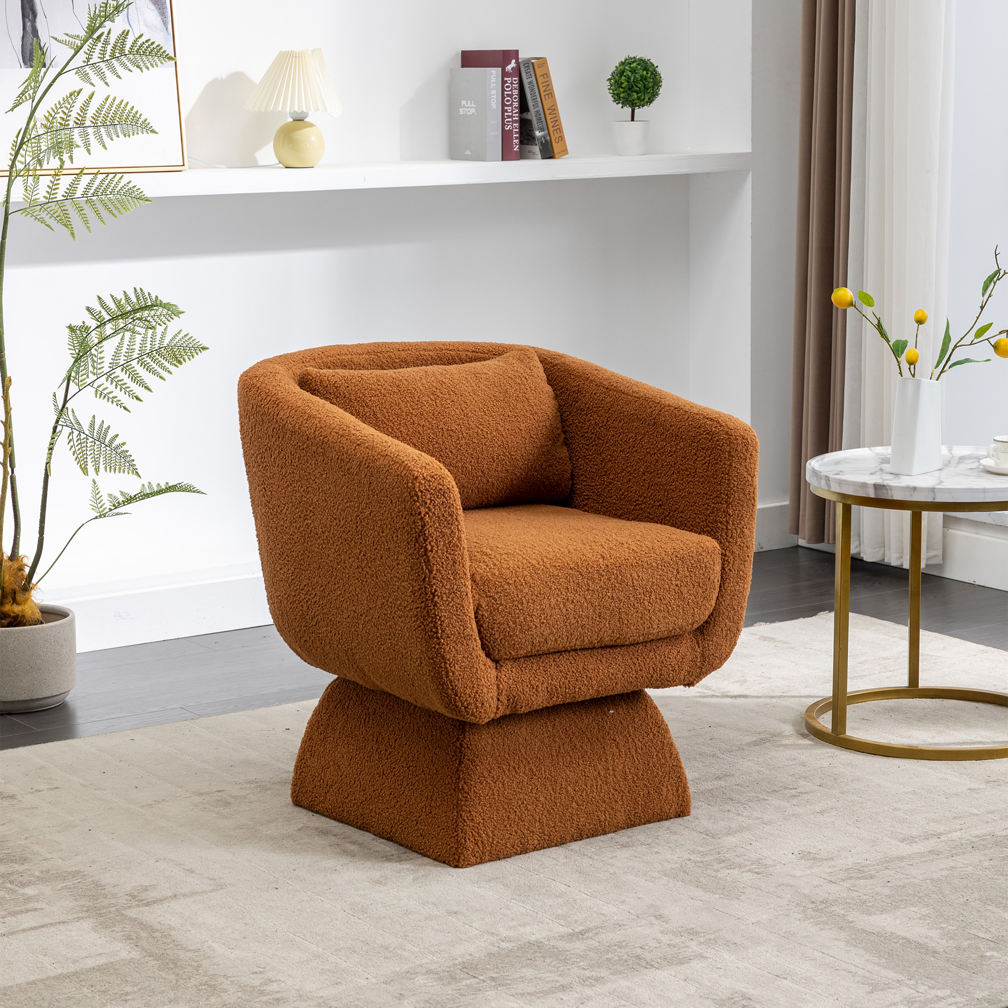 Kadyn 30.30"H Swivel Accent Chair, Single Sofa Chairs for Living Room, Caramel 360 Degree Armchair