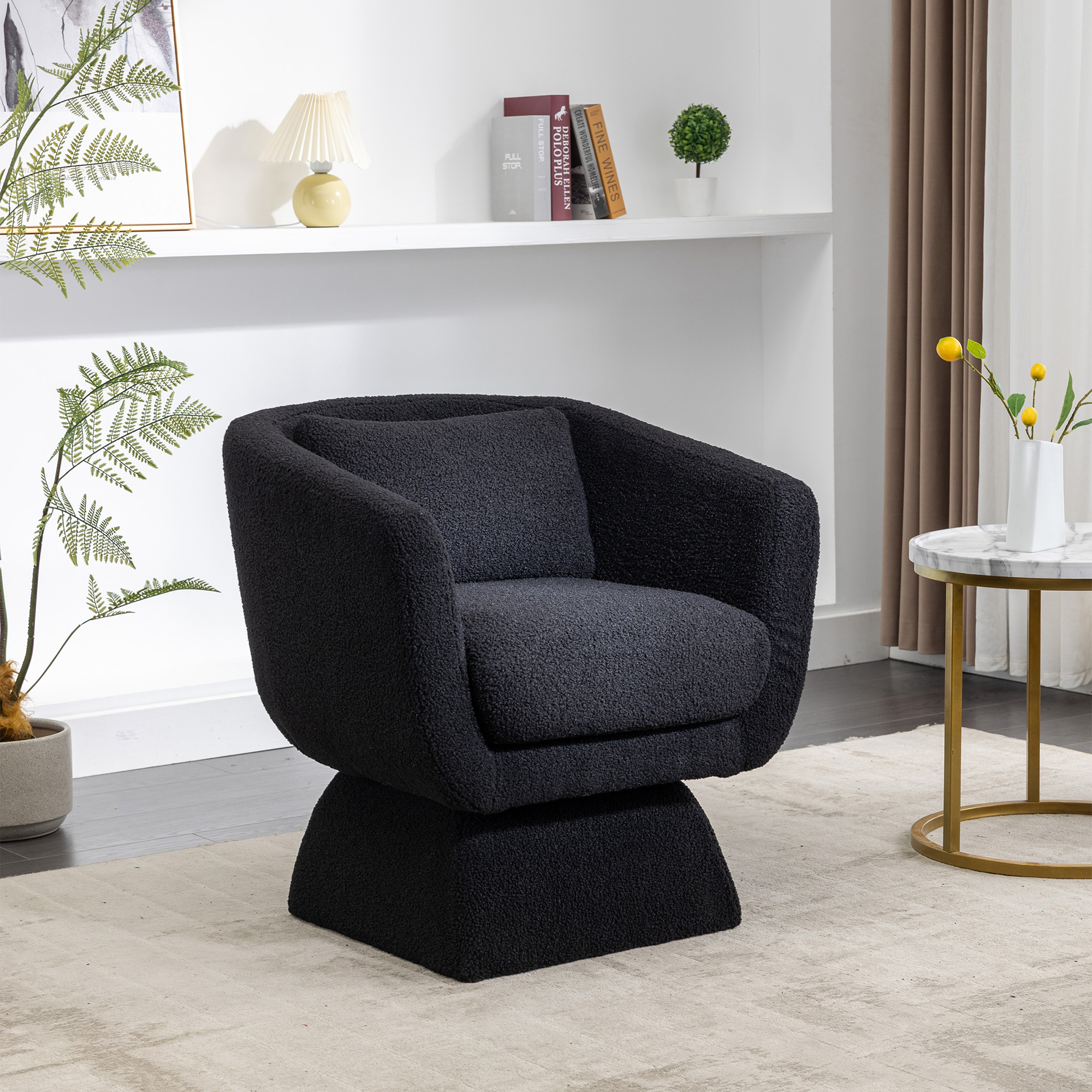 Kadyn 30.30"H Swivel Accent Chair, Single Sofa Chairs for Living Room, Black 360 Degree Armchair