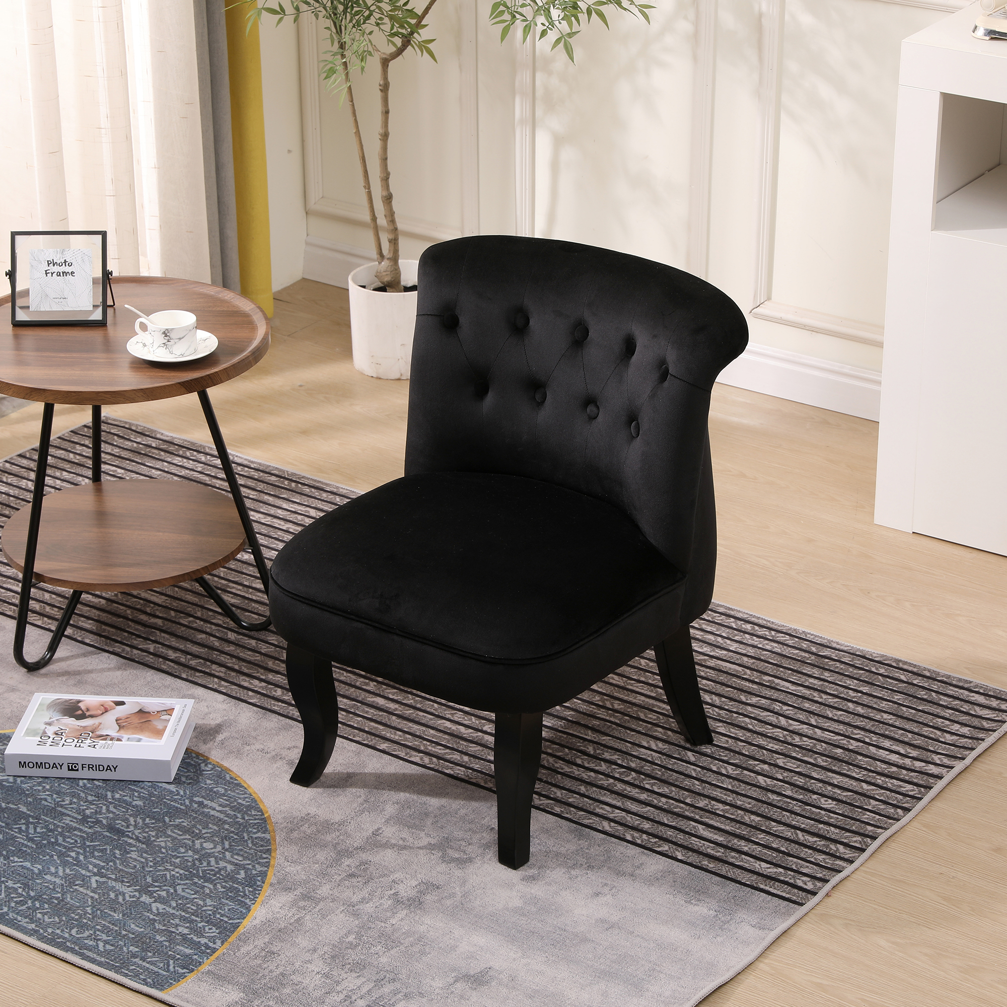 Kadyn 29" Wood Armchair, Single Sofa Chairs for Living Room, Upholstered Accent chairs, Black