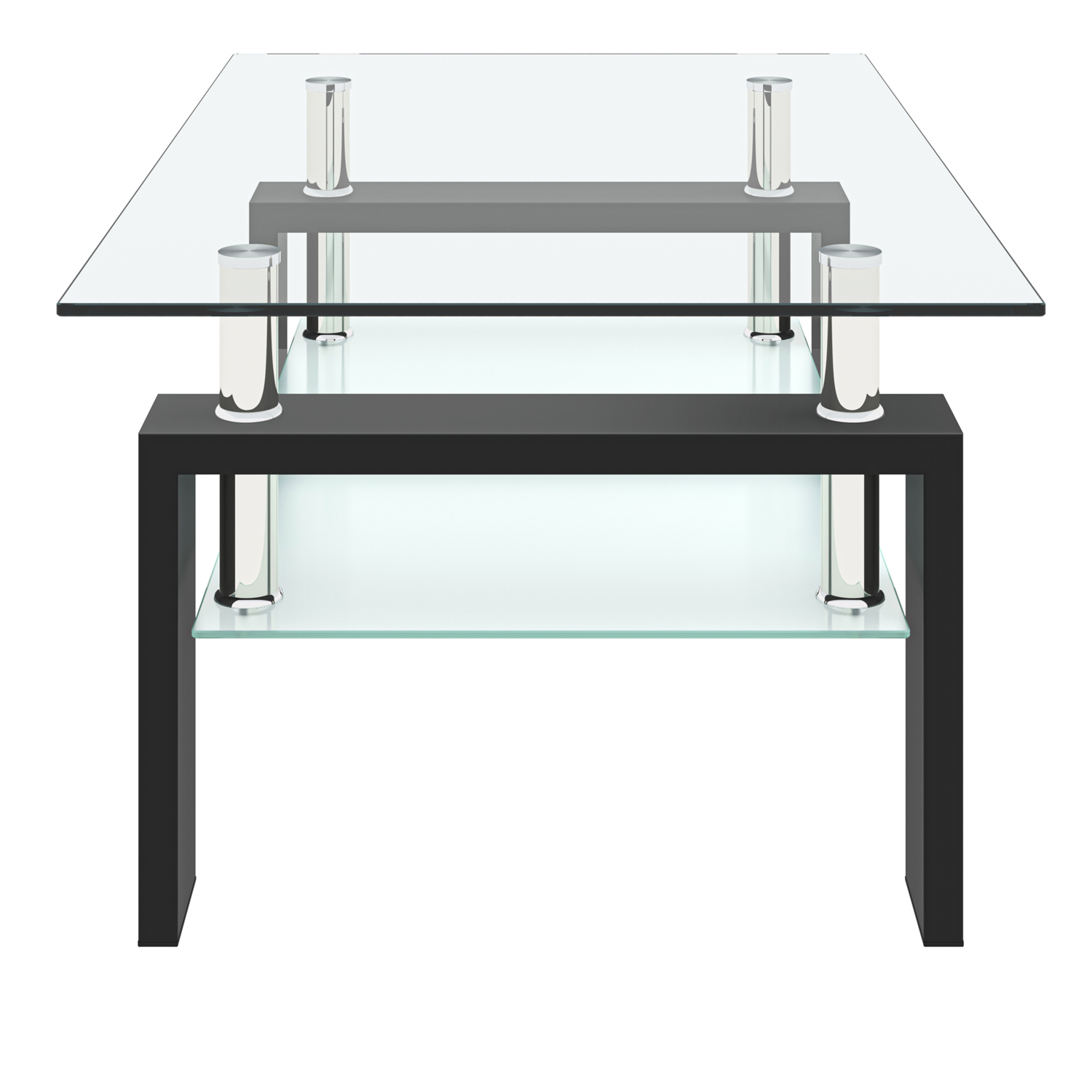 Resenkos Living Room Coffee Table with Storage Open Shelf Black Frame Glass Tables Resenkos Living Room Coffee Table with Storage Open Shelf Black Frame Glass Tables