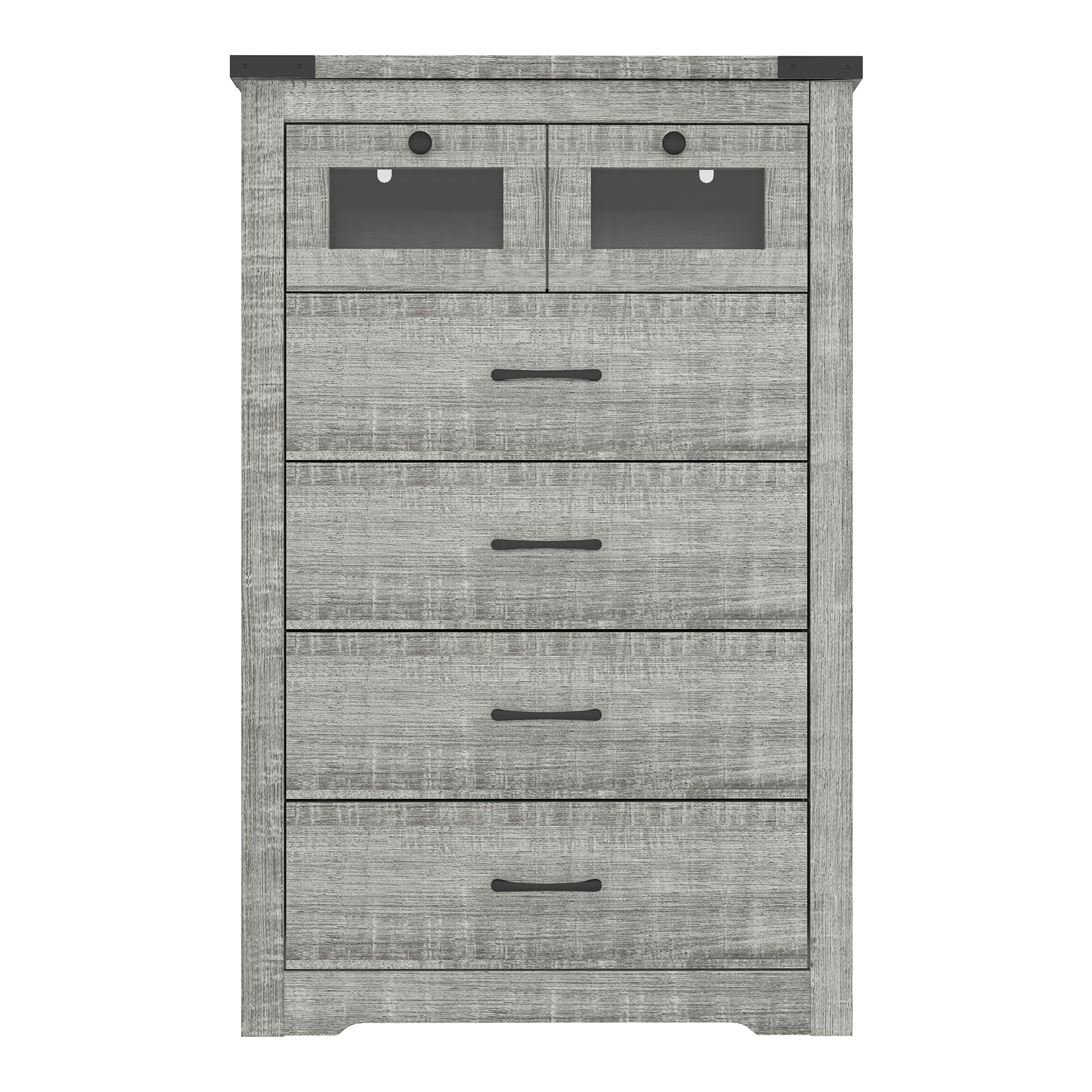 Spaco LED Dresser for Bedroom 6 Drawers Dresser Chest of Drawer Bedroom Furniture, Gray Rustic Finish