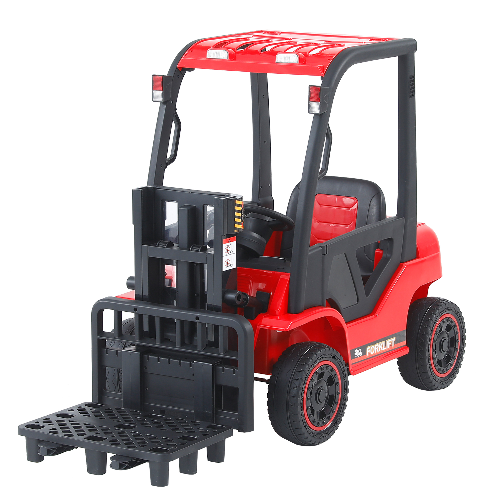 CIPACHO 12V Battery Powered Vehicle, Electric Frame Lifting Rod Electricforklift Toy, 3 Speeds Kids Ride On Car with Parent Remote Control, Bluetooth, Red