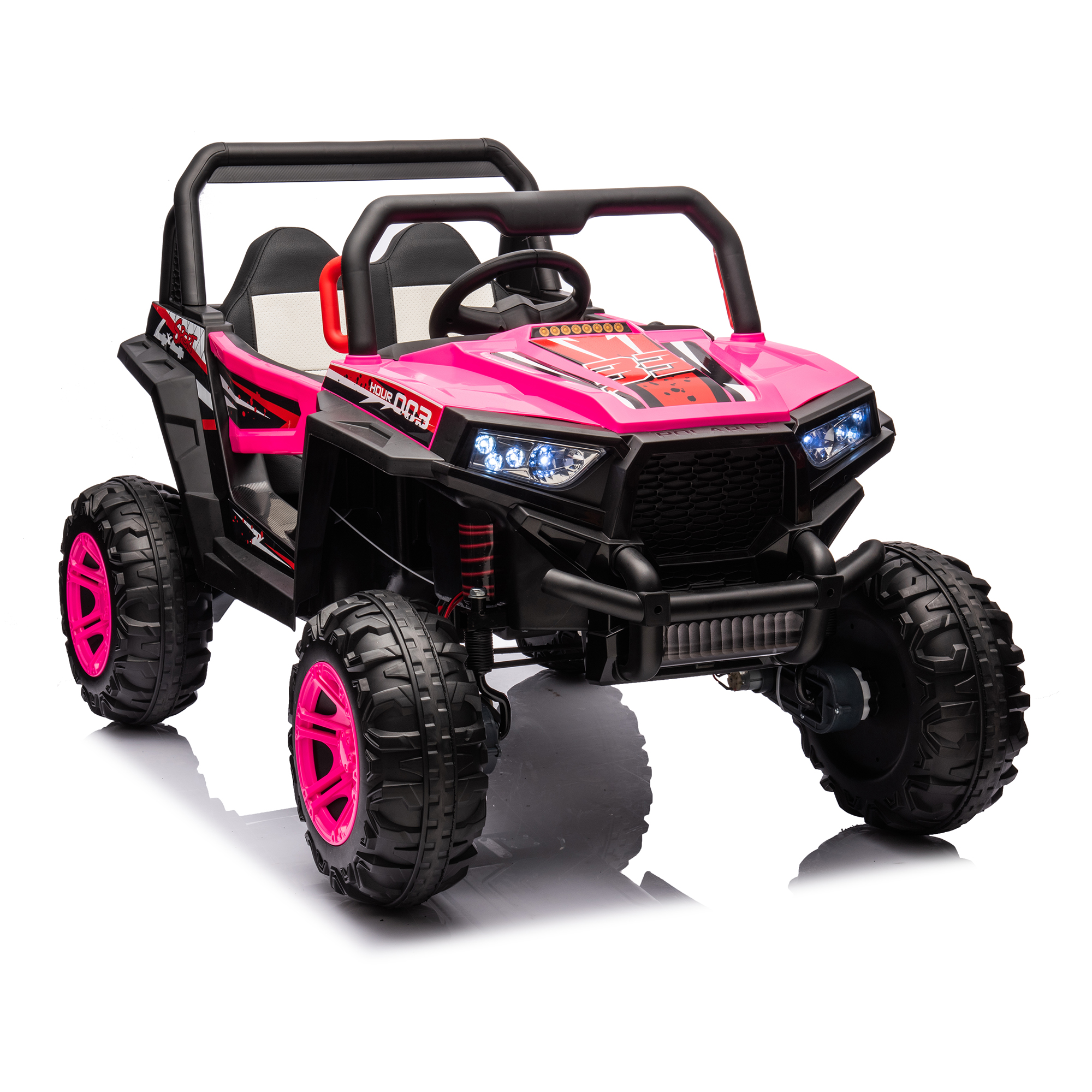 CIPACHO 12V Kids Ride On Truck with Remote Control, Electric Buggy Car Toys Off-Road UTV Vehicle, 4 Shock Absorbers, Pink