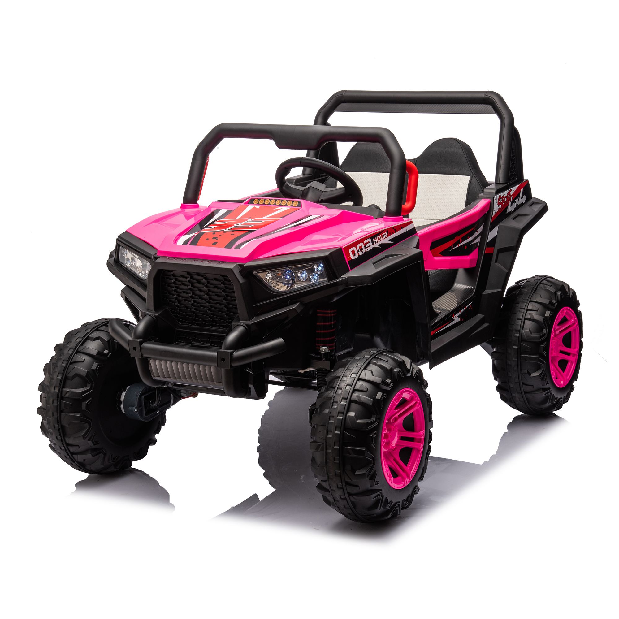 CIPACHO 12V Powered Ride Ons for Kids, 4 Wheel Drive Electric Buggy Car with 2.4G R/C, Seat Belt Four Wheel Absorber, Pink