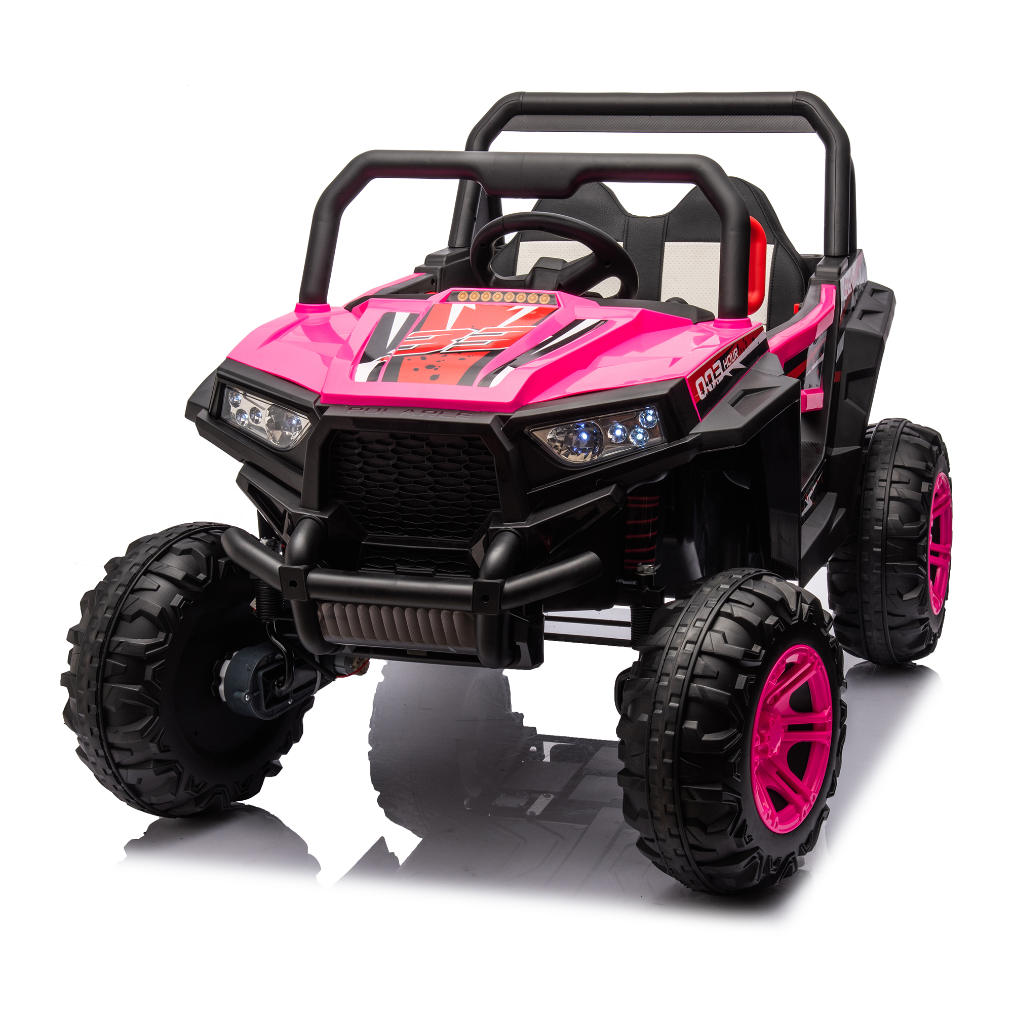 CIPACHO 12V Powered Ride Ons for Kids, 4 Wheel Drive Electric Buggy Car with 2.4G R/C, Seat Belt Four Wheel Absorber, Pink