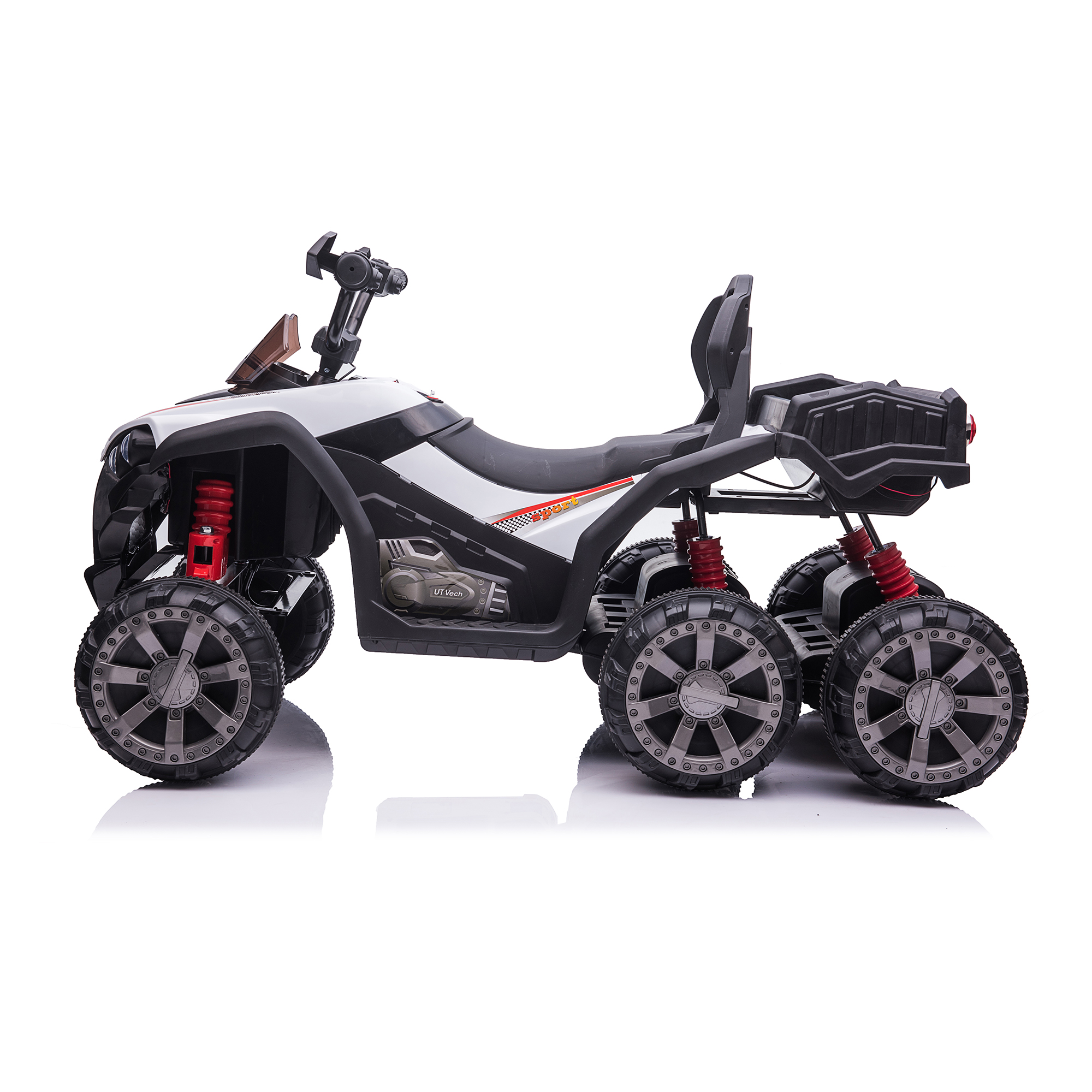 CIPACHO 24V Kids Ride-On ATV, 6-Wheeler Electric Car Toy with Treaded Tires, LED Headlights, Radio, Black