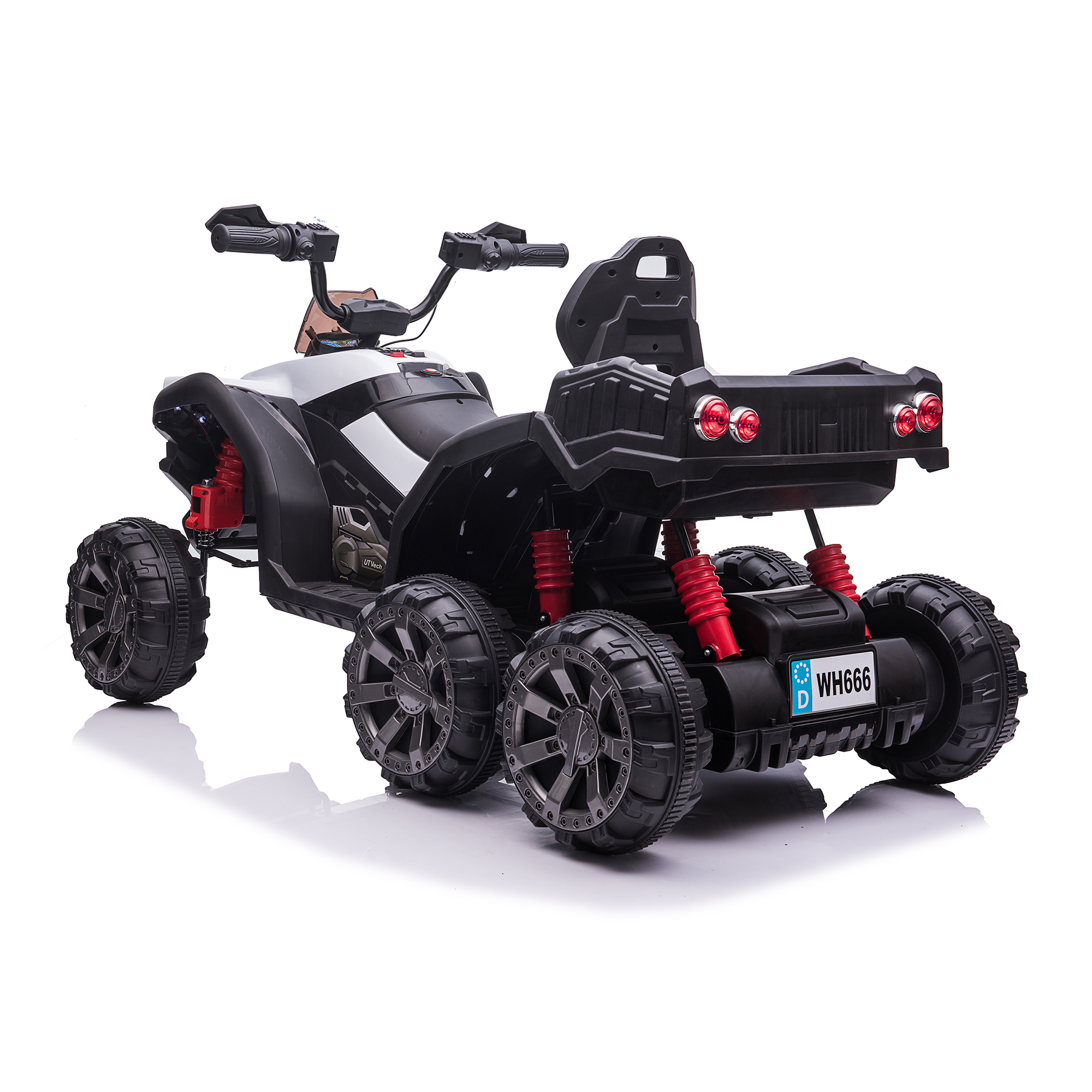 CIPACHO 24V Kids Ride-On ATV, 6-Wheeler Electric Car Toy with Treaded Tires, LED Headlights, Radio, Black