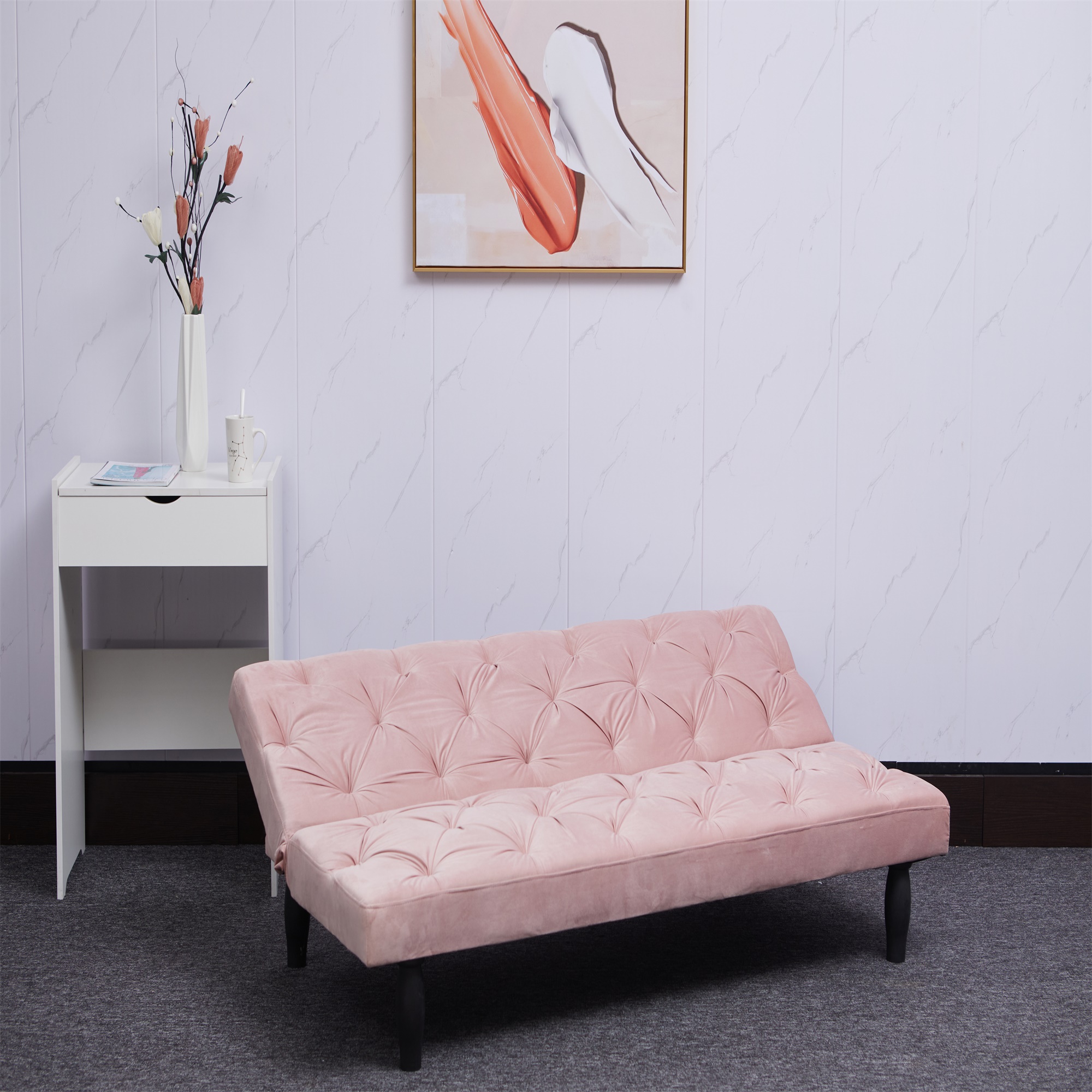 Canddidliike Sofa Converts to Sofa Bed Velvet Sofa Bed for Family Living Room, Apartment, Bedroom, Pink