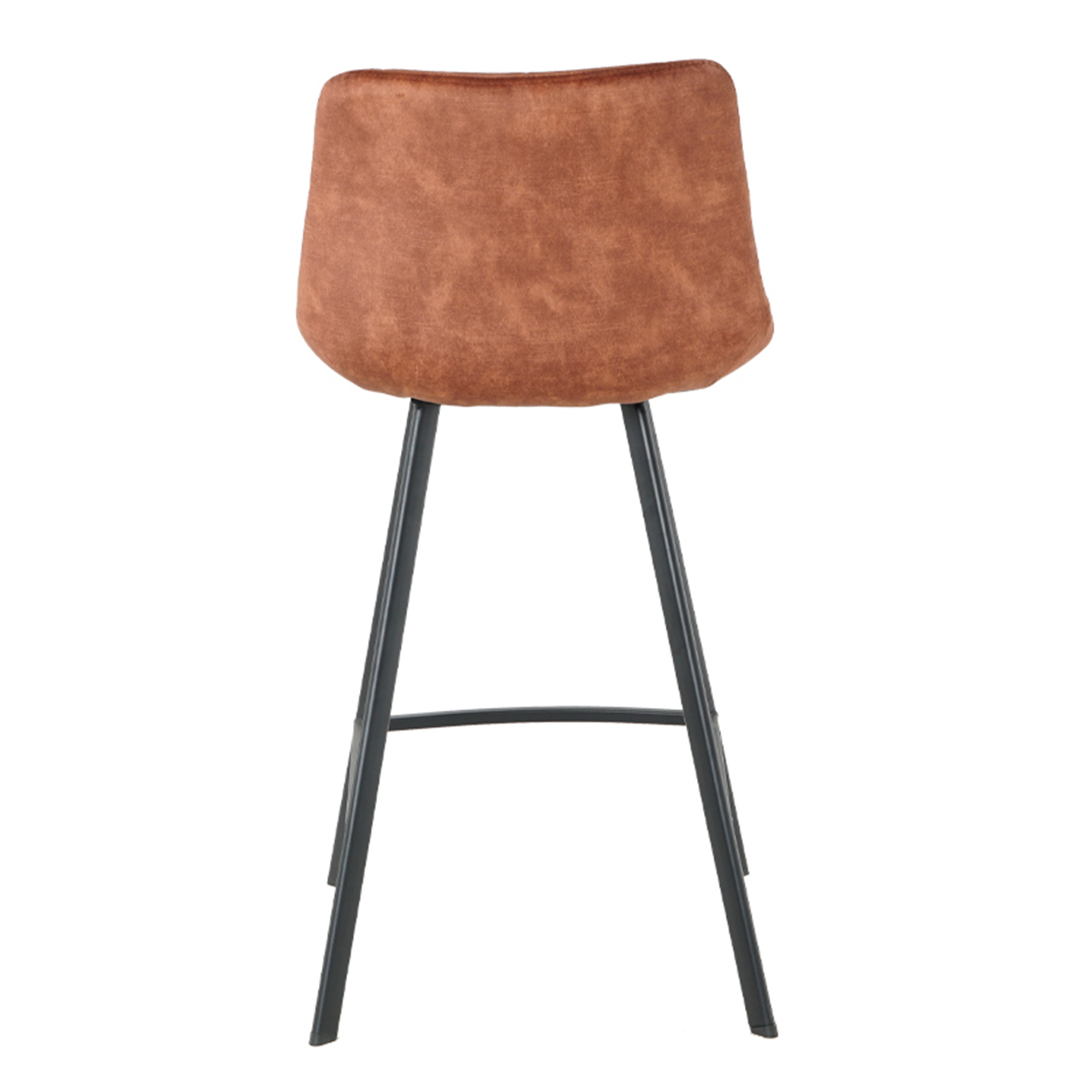 Yardi Yard Set of 2 Velvet Upholstered Bar Stool, Counter Height Barstools with Footrest and Back for Kitchen, Rustic Brown