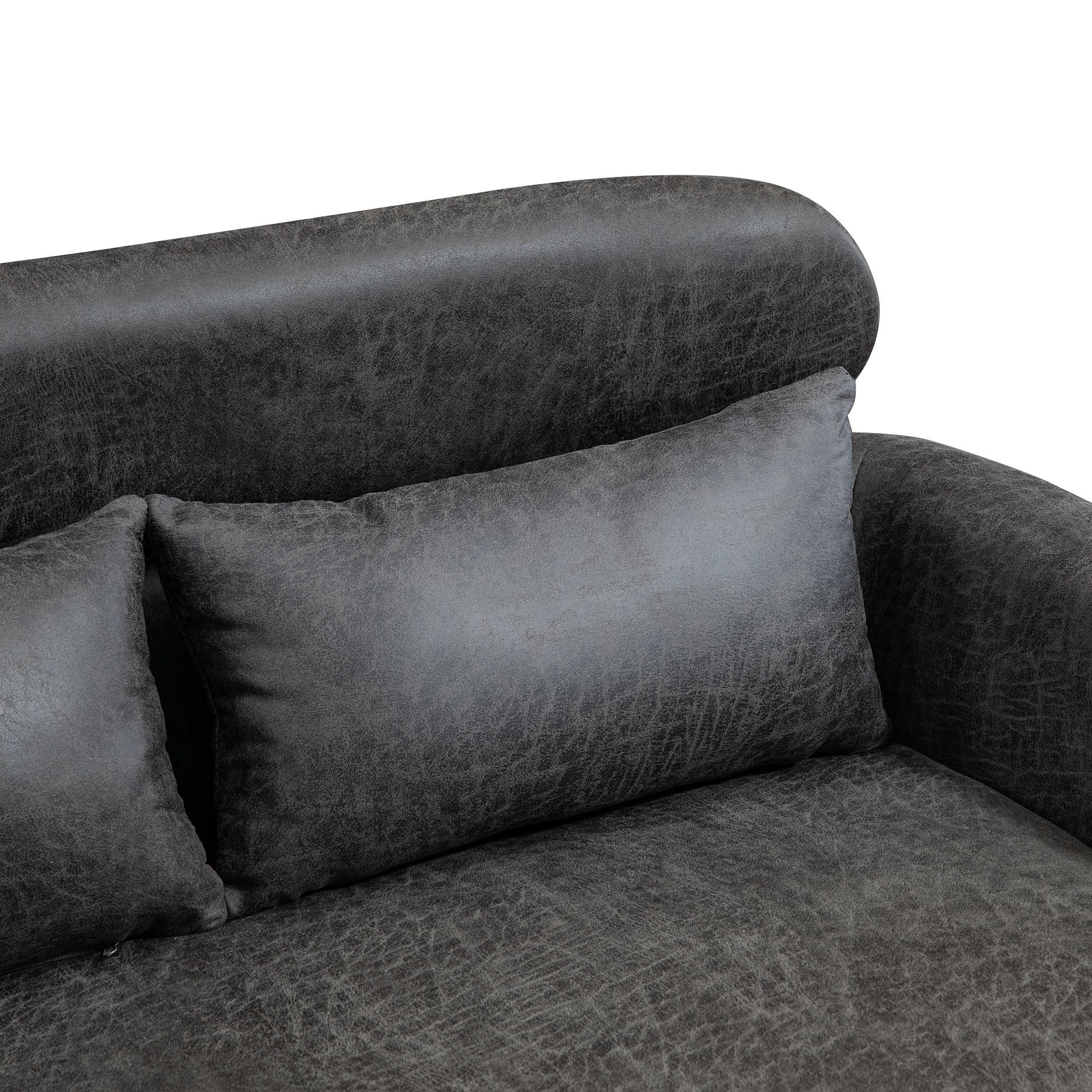 Canddidliike Classical Small Sofa， Two-Seater Sofa With 2 Throw Pillows ，Black Metal Legs for Small Space Office Studio ，Apartment and Bedroom，Valley Gray Bronzing Suede