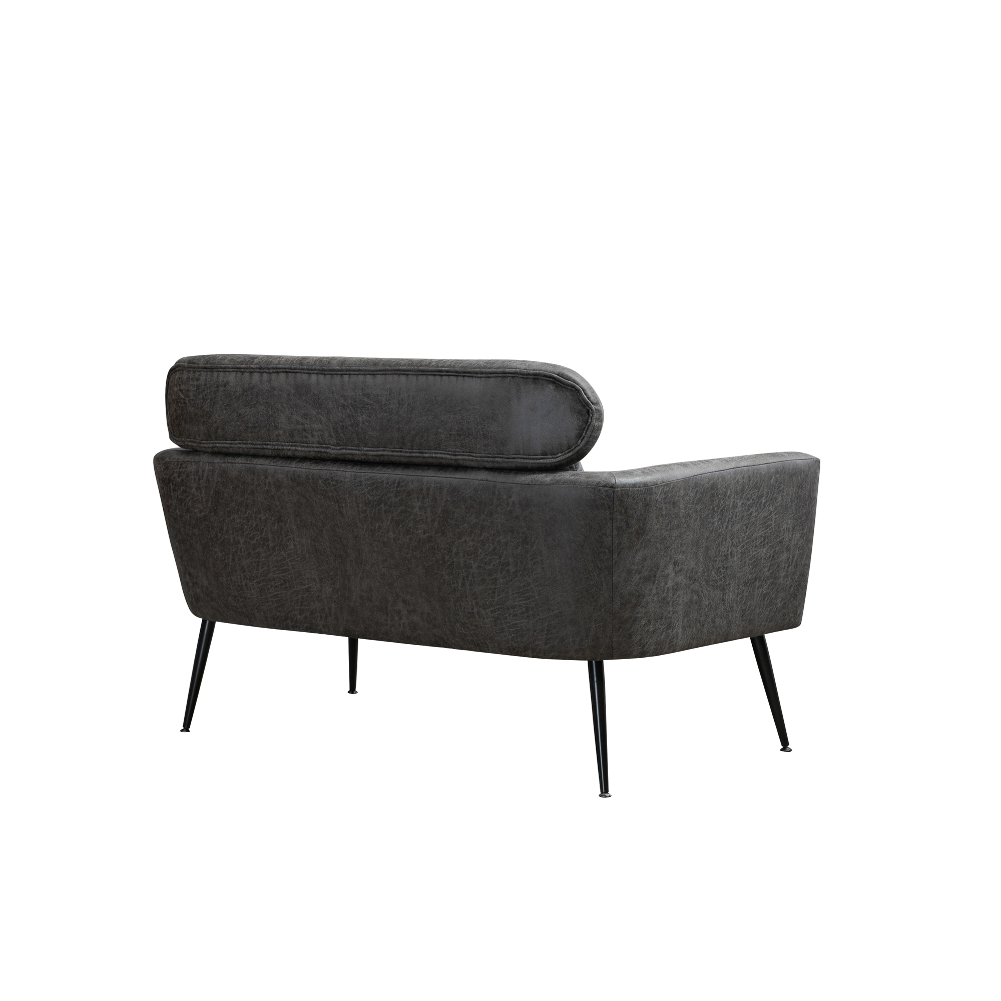 Canddidliike Classical Small Sofa， Two-Seater Sofa With 2 Throw Pillows ，Black Metal Legs for Small Space Office Studio ，Apartment and Bedroom，Valley Gray Bronzing Suede