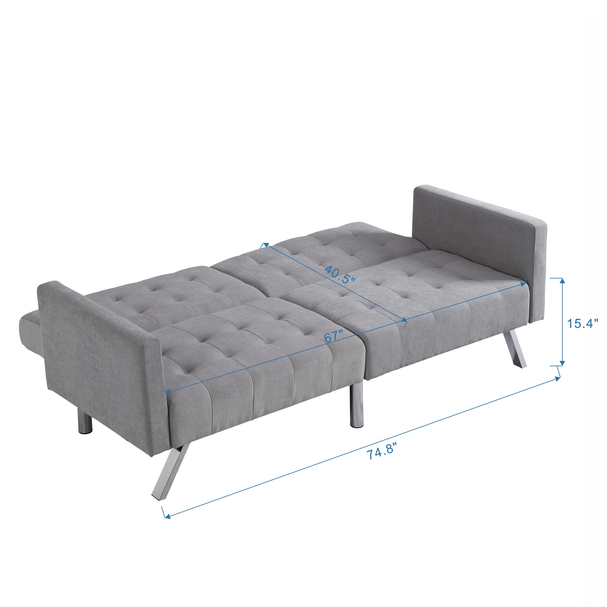 Canddidliike Sofa Bed Convertible Folding ，Couch Sleeper Sofa Armrests ， Living Room ，Bedroom Apartment and Reading Room，Light Grey