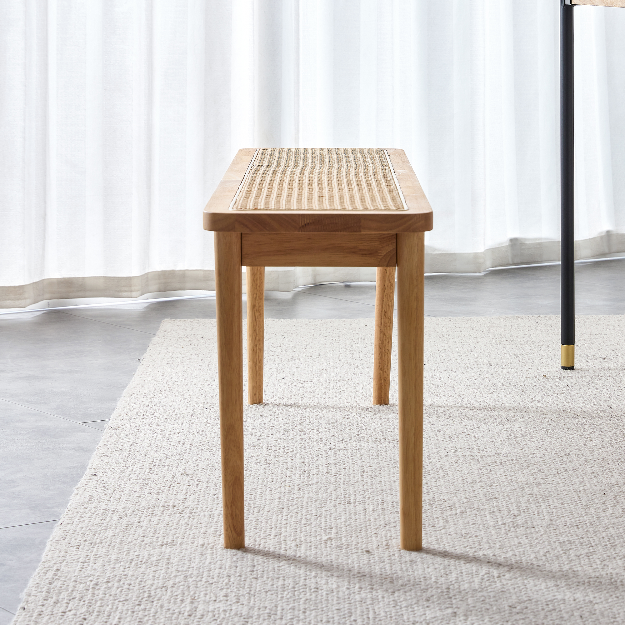 Kepooman Modern Bench, Cane Weaving Shoe Stool for Home, Solid Wood Bench for Living Room, Natural Wood Wash Kepooman Modern Bench, Cane Weaving Shoe Stool for Home, Solid Wood Bench for Living Room, Natural Wood Wash