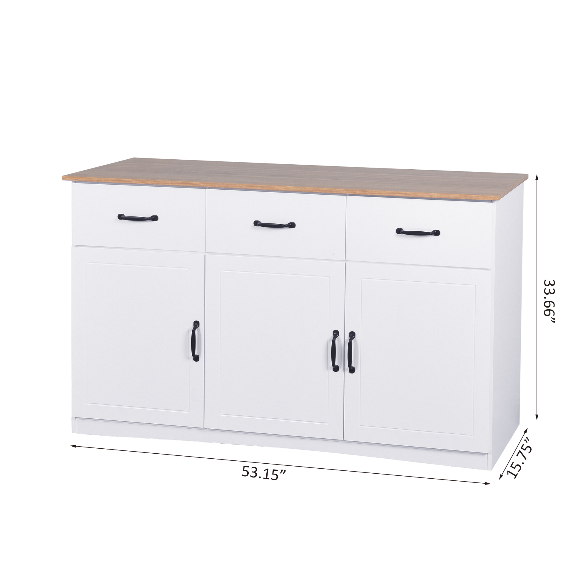 Yardi Yard Sideboard Buffet Storage Cabinet with Adjustable Shelves, Woood Buffet Server Bar Table for Living Room Kitchen